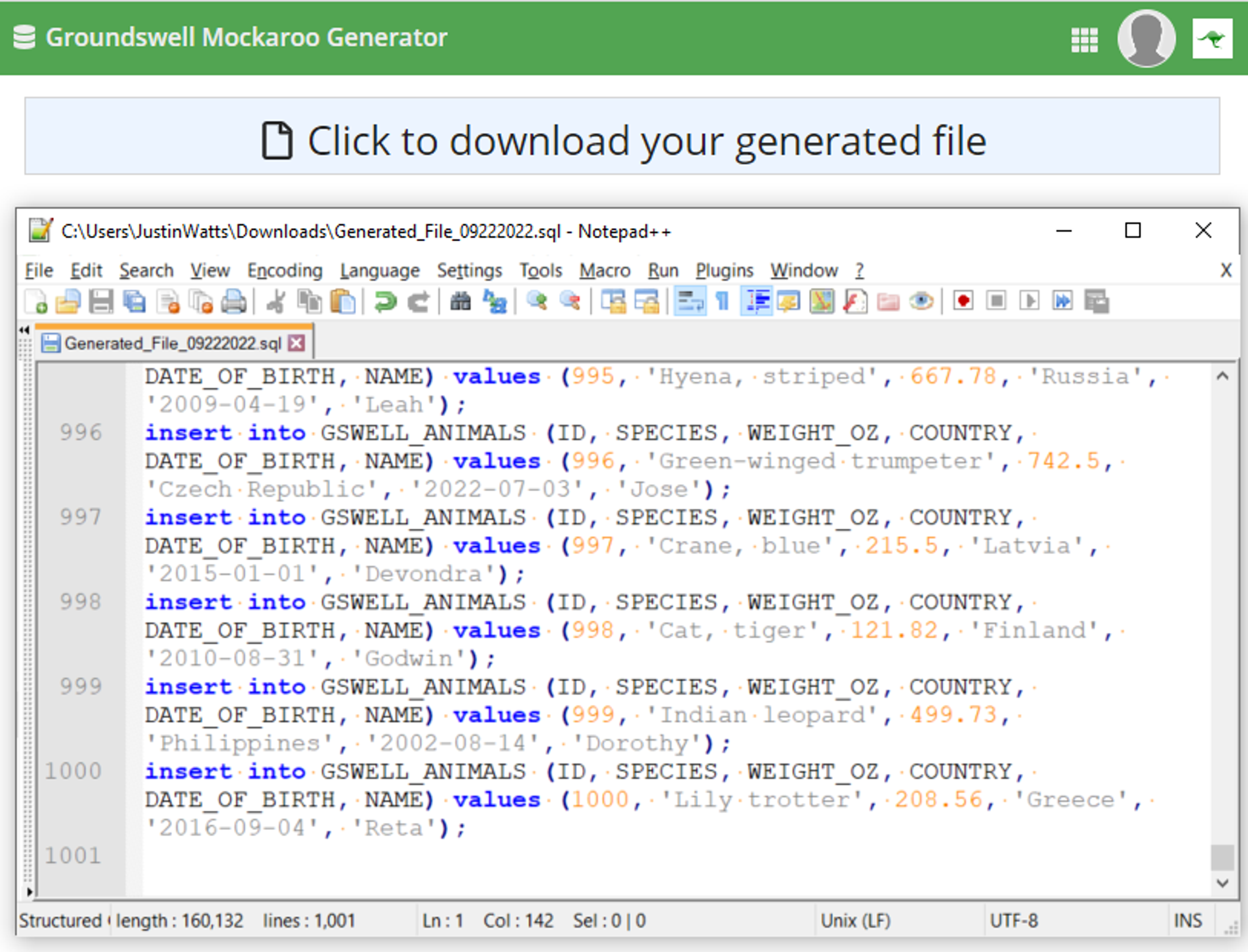 Groundswell Mockaroo Utility screenshot 6