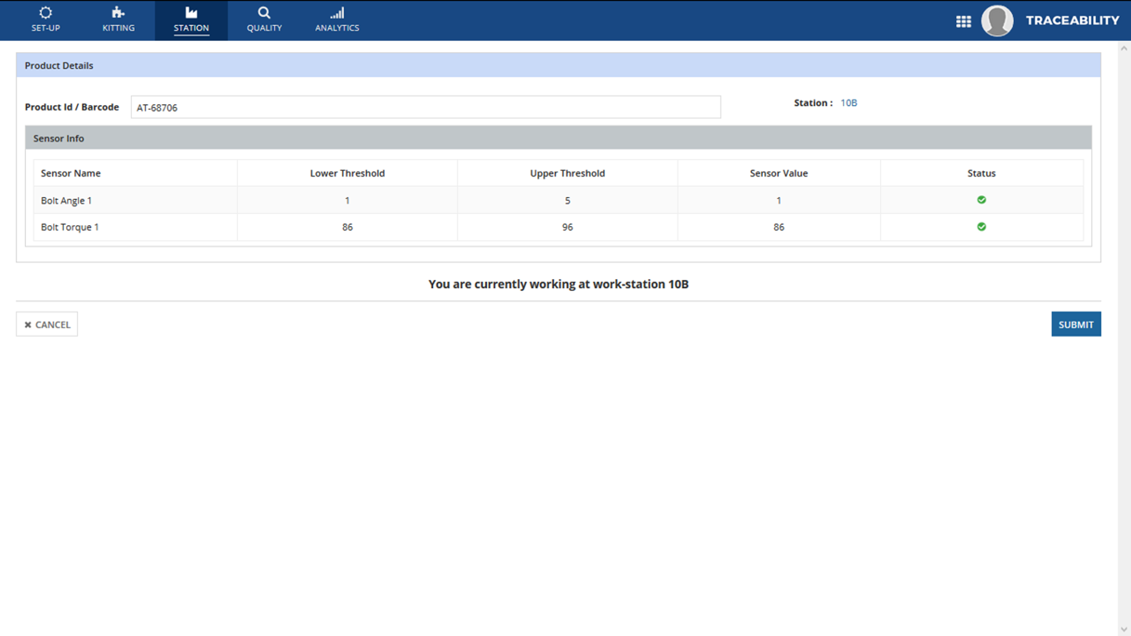 Traceability screenshot 4