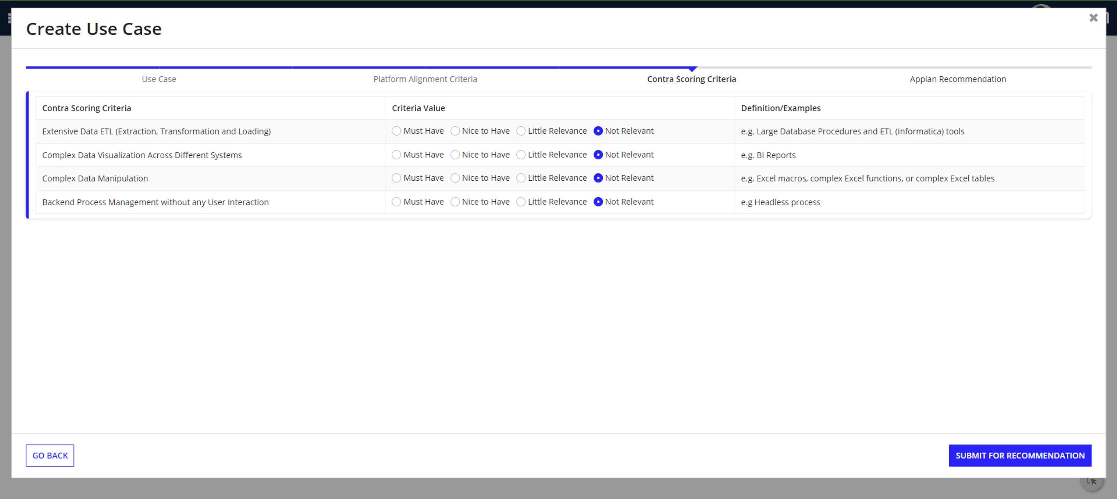 Appian Fit Assessment screenshot 5