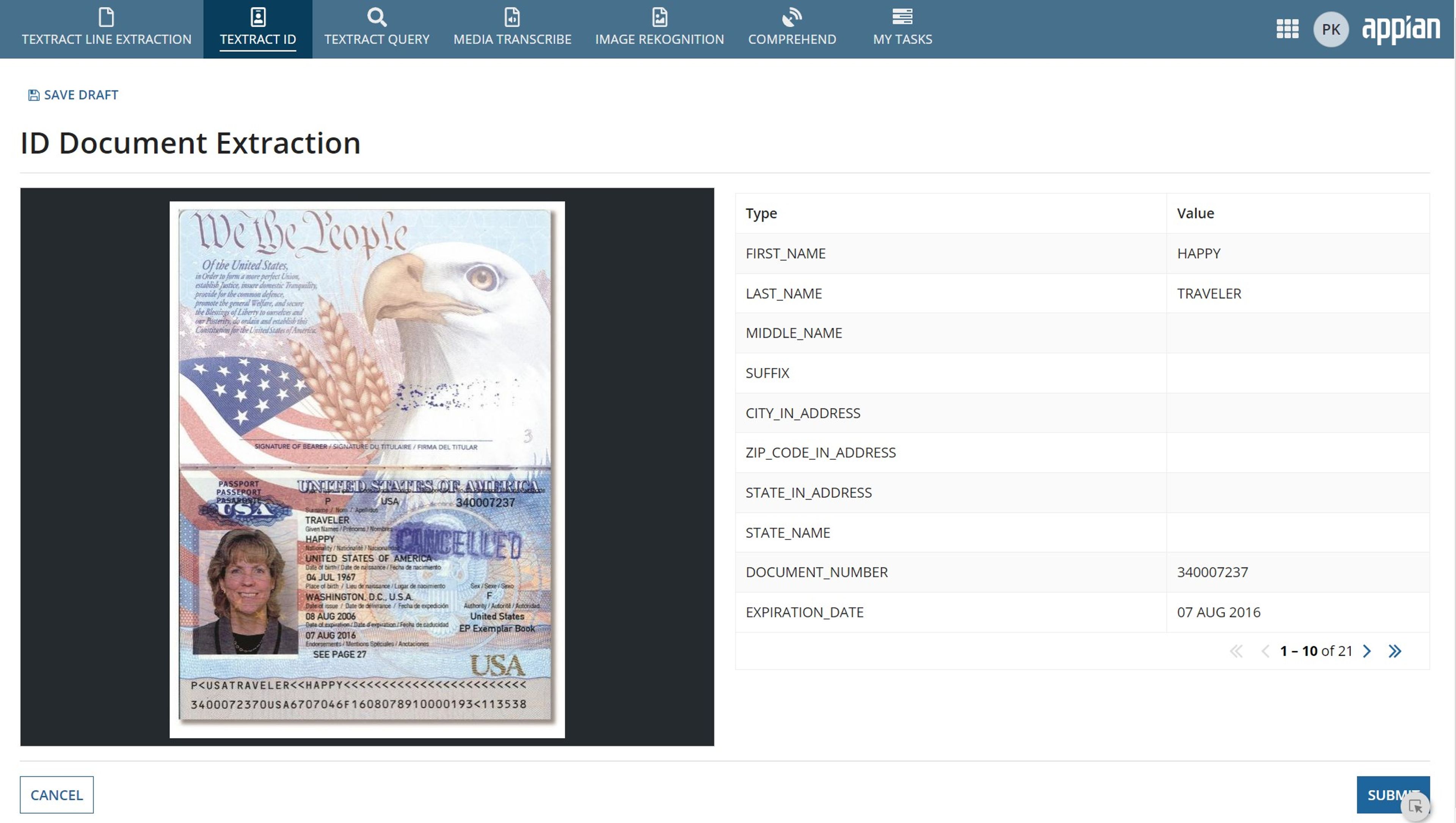 AWS Document Understanding Reference App screenshot 2
