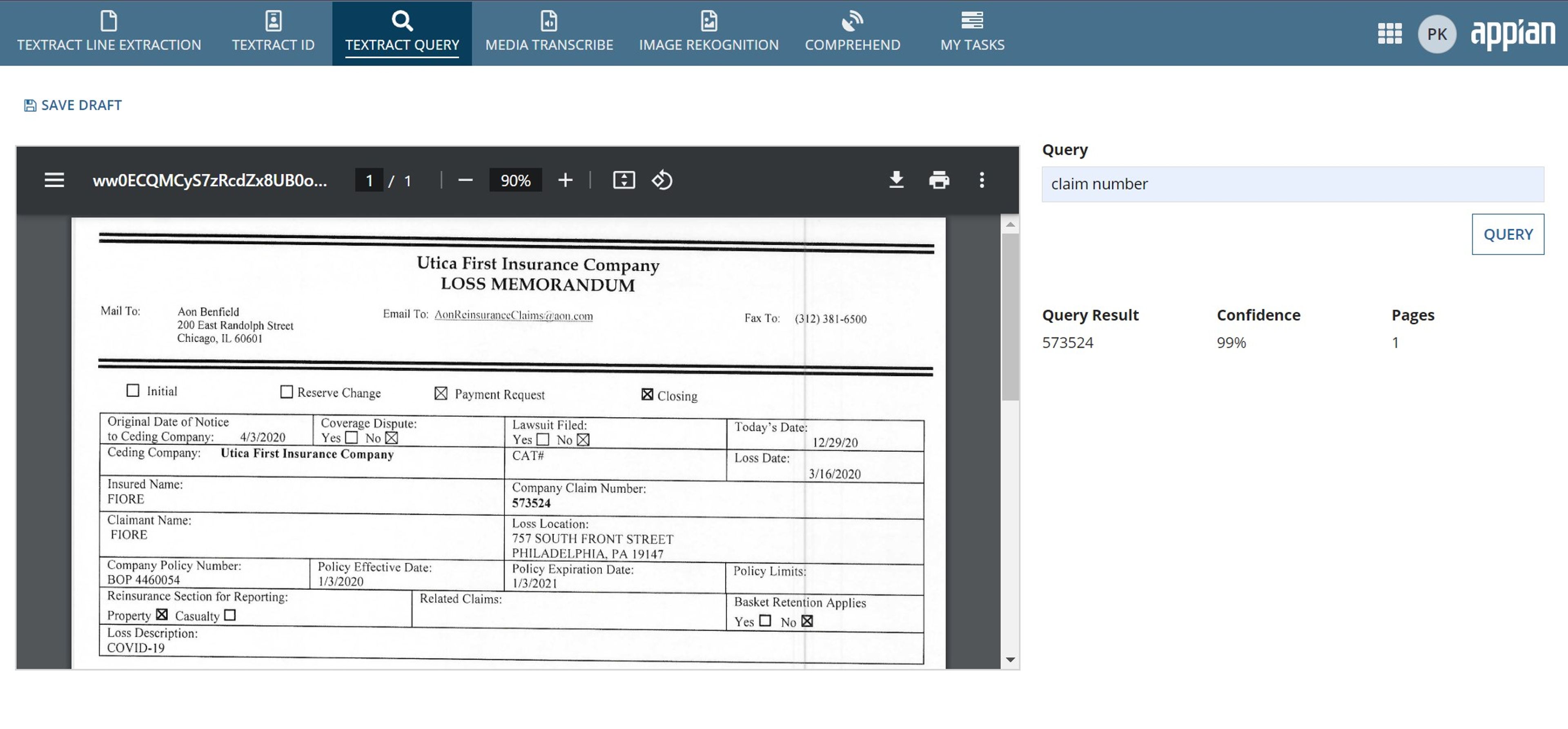 AWS Document Understanding Reference App screenshot 3