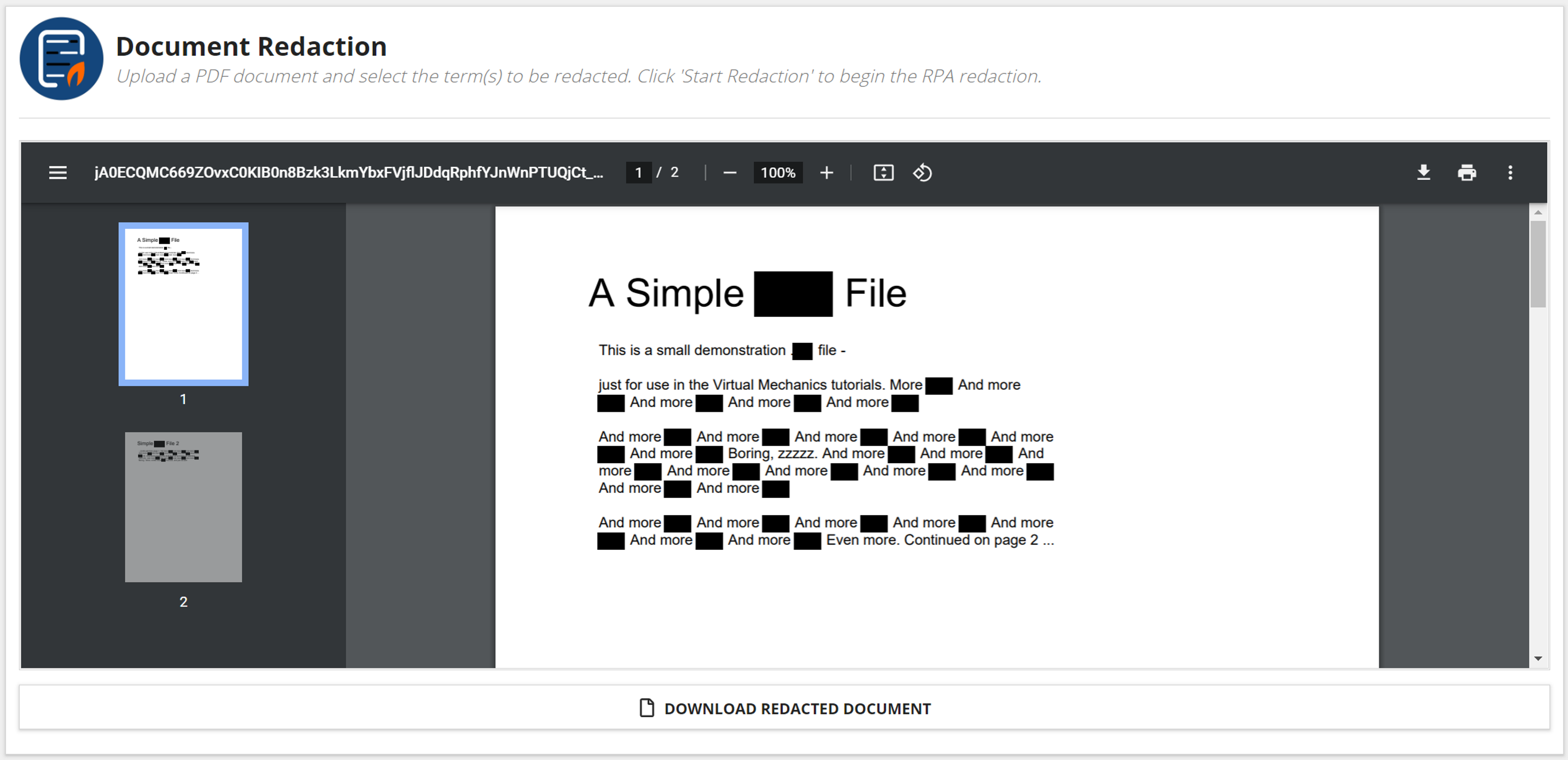 Document Redaction Component screenshot 1