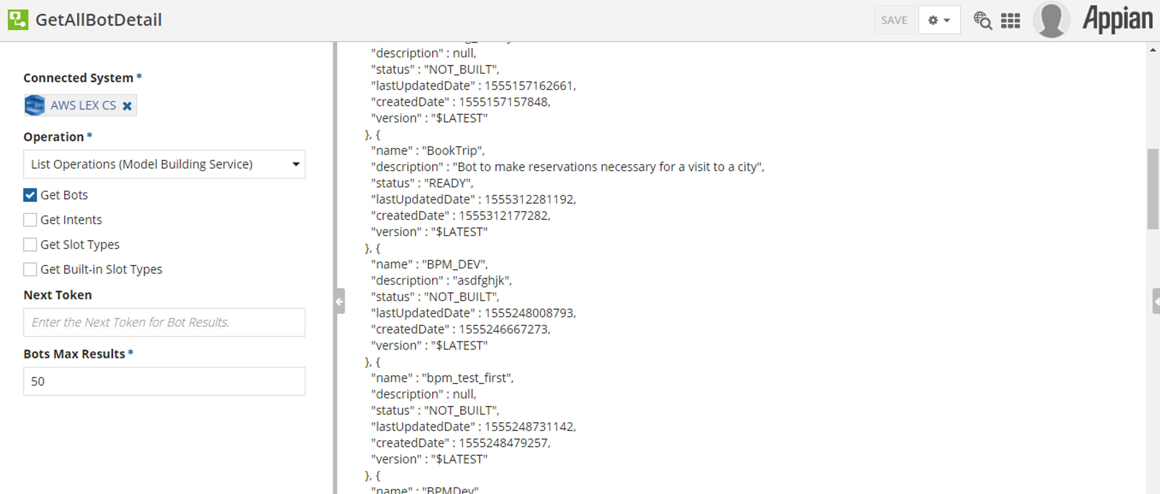 Amazon Lex Connected System Plug-in screenshot 4