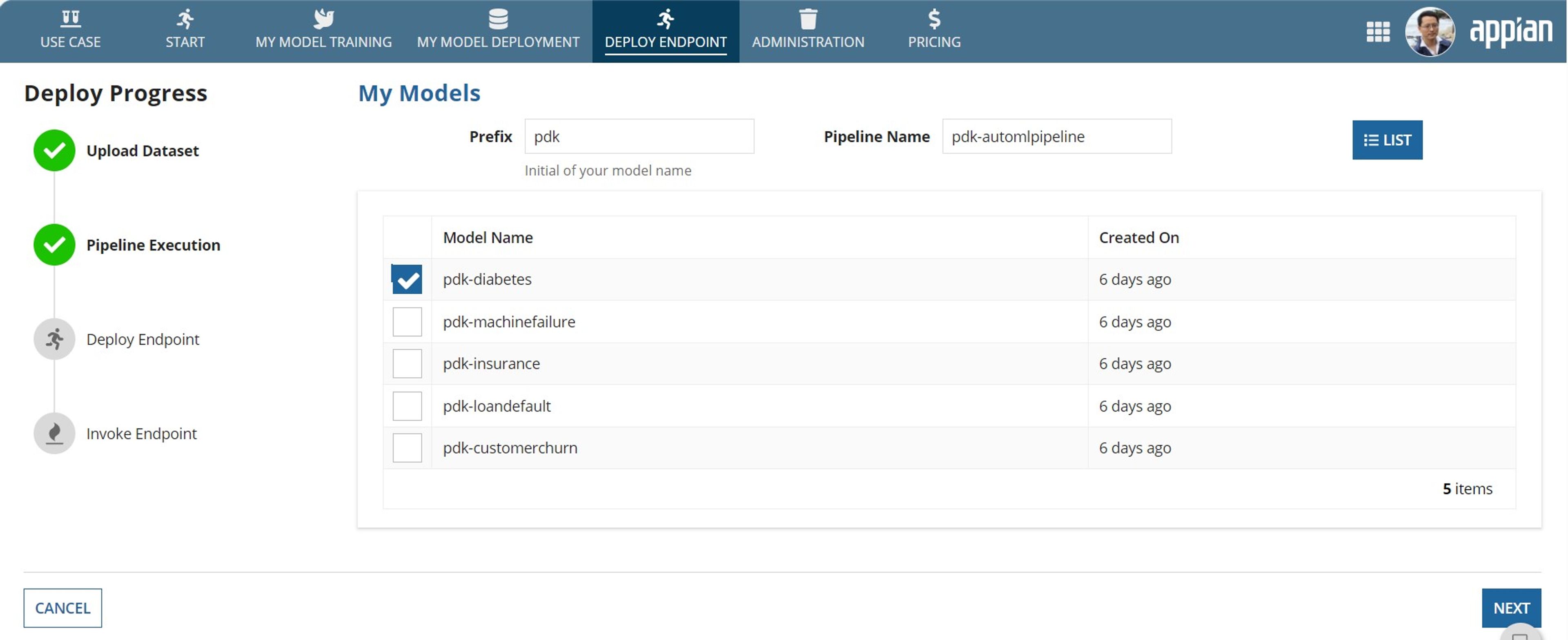Appian Tabular Prediction with SageMaker Reference App screenshot 5