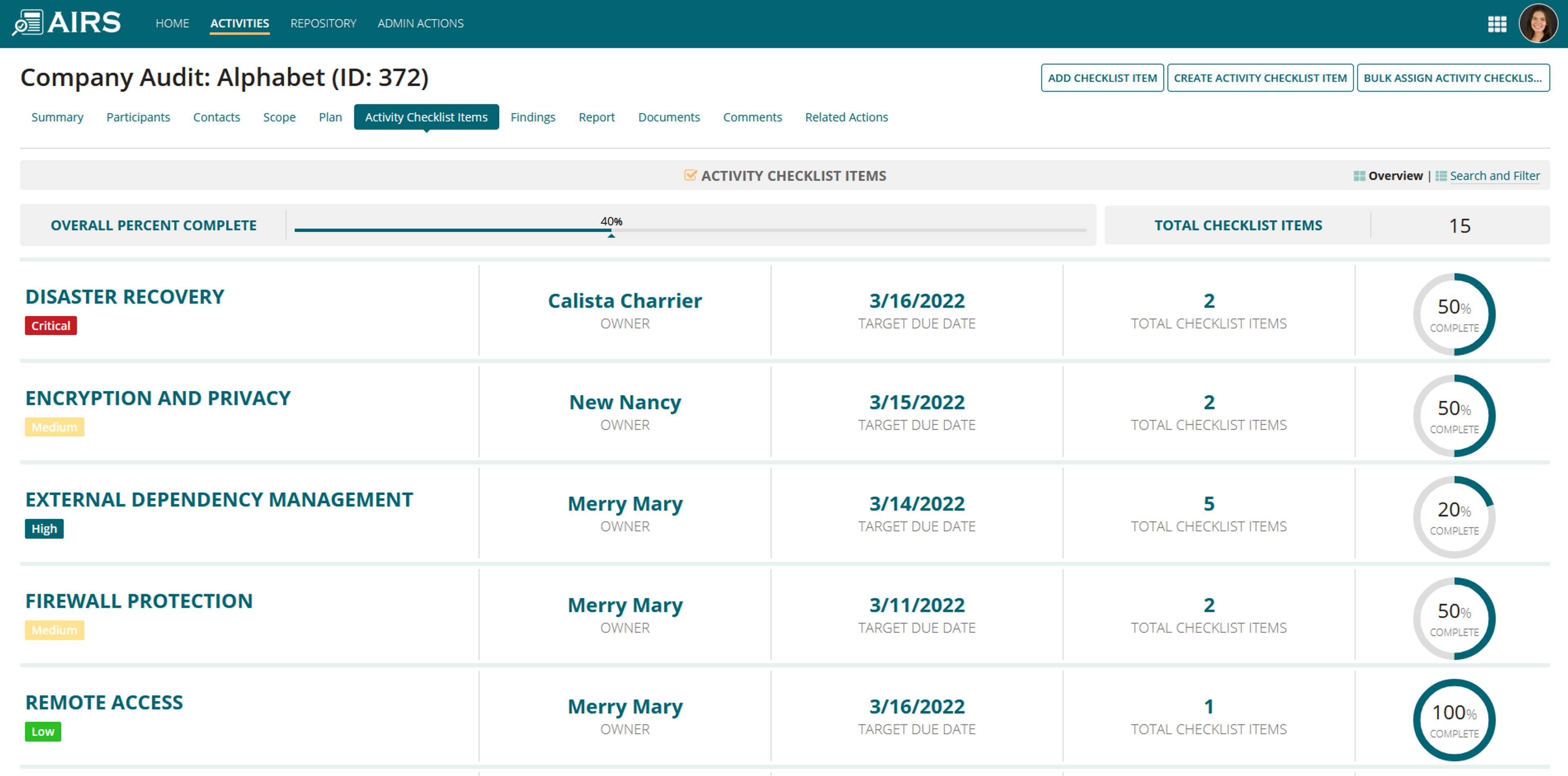 Audit, Inspection, and Review Solution screenshot 1