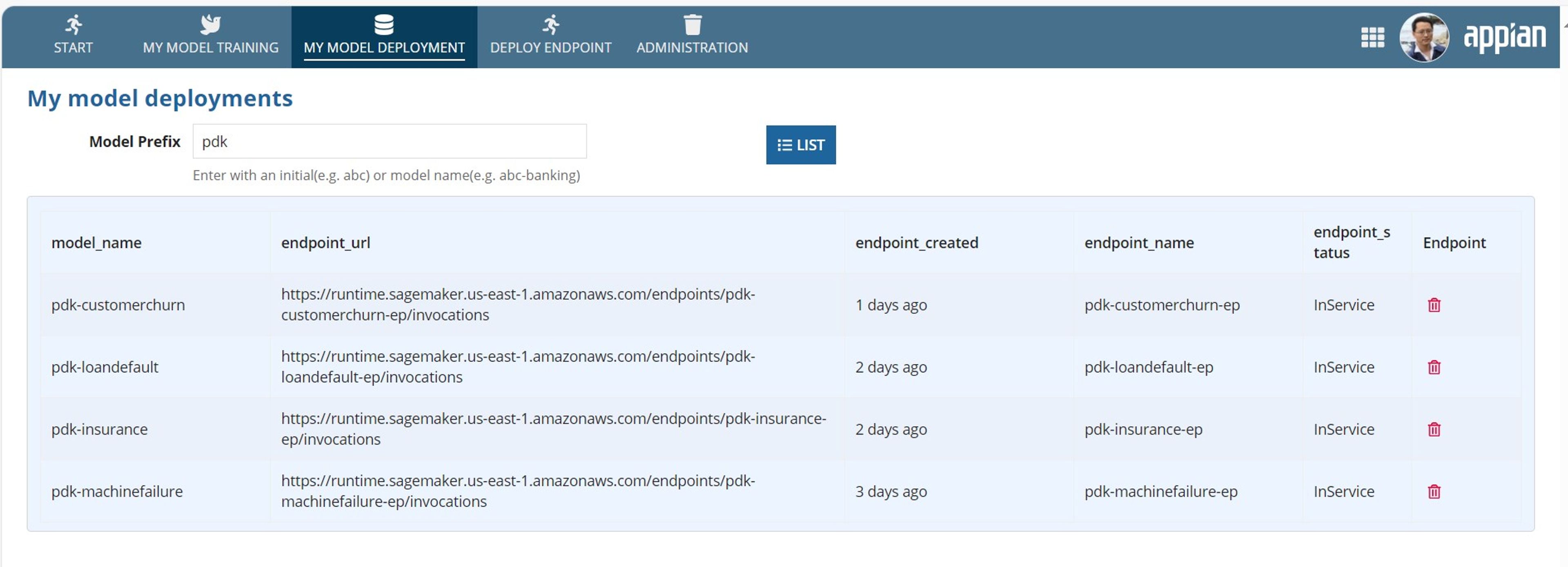 Appian Tabular Prediction with SageMaker Reference App screenshot 4