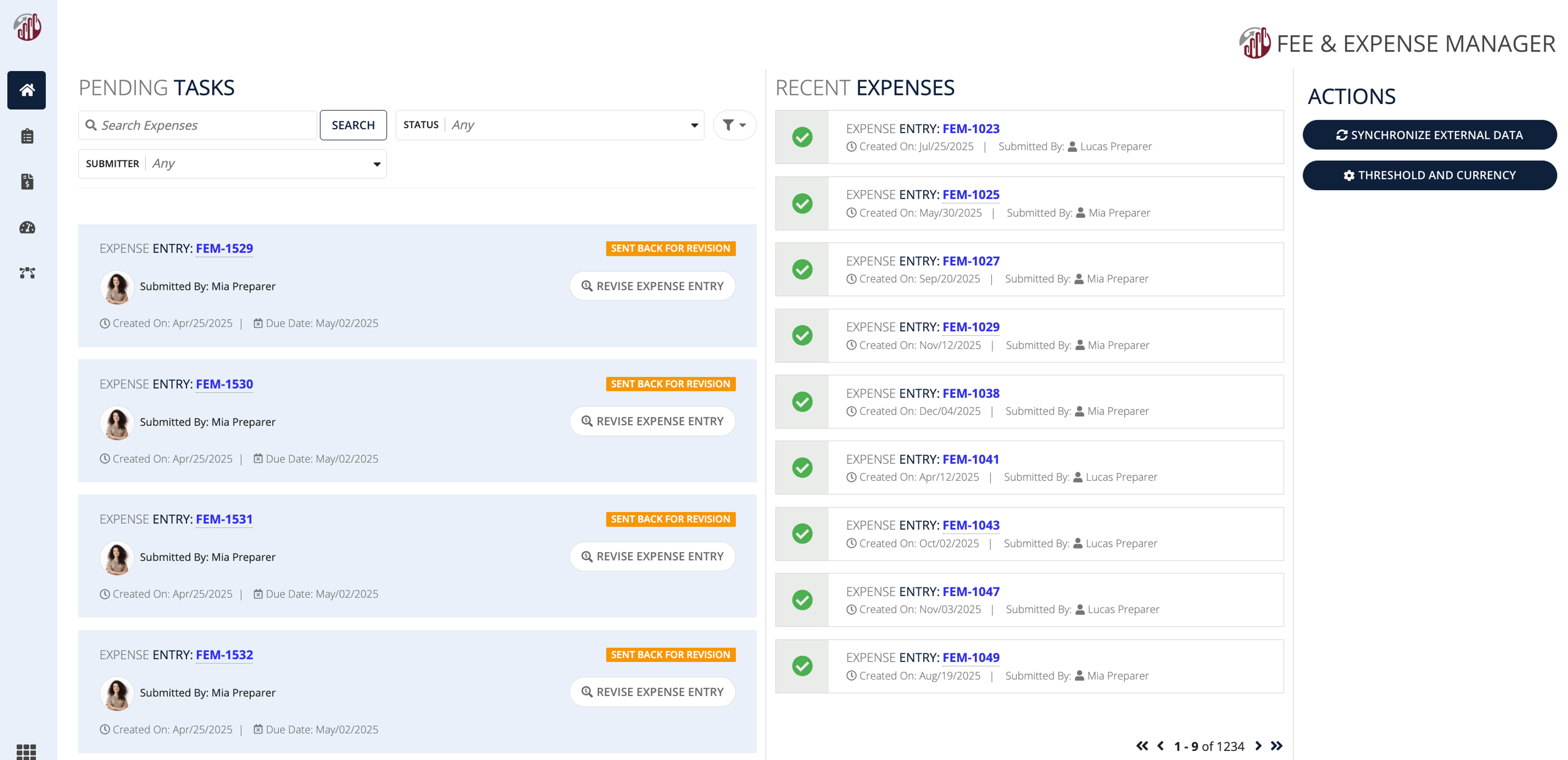 Fee and Expense Manager screenshot 1