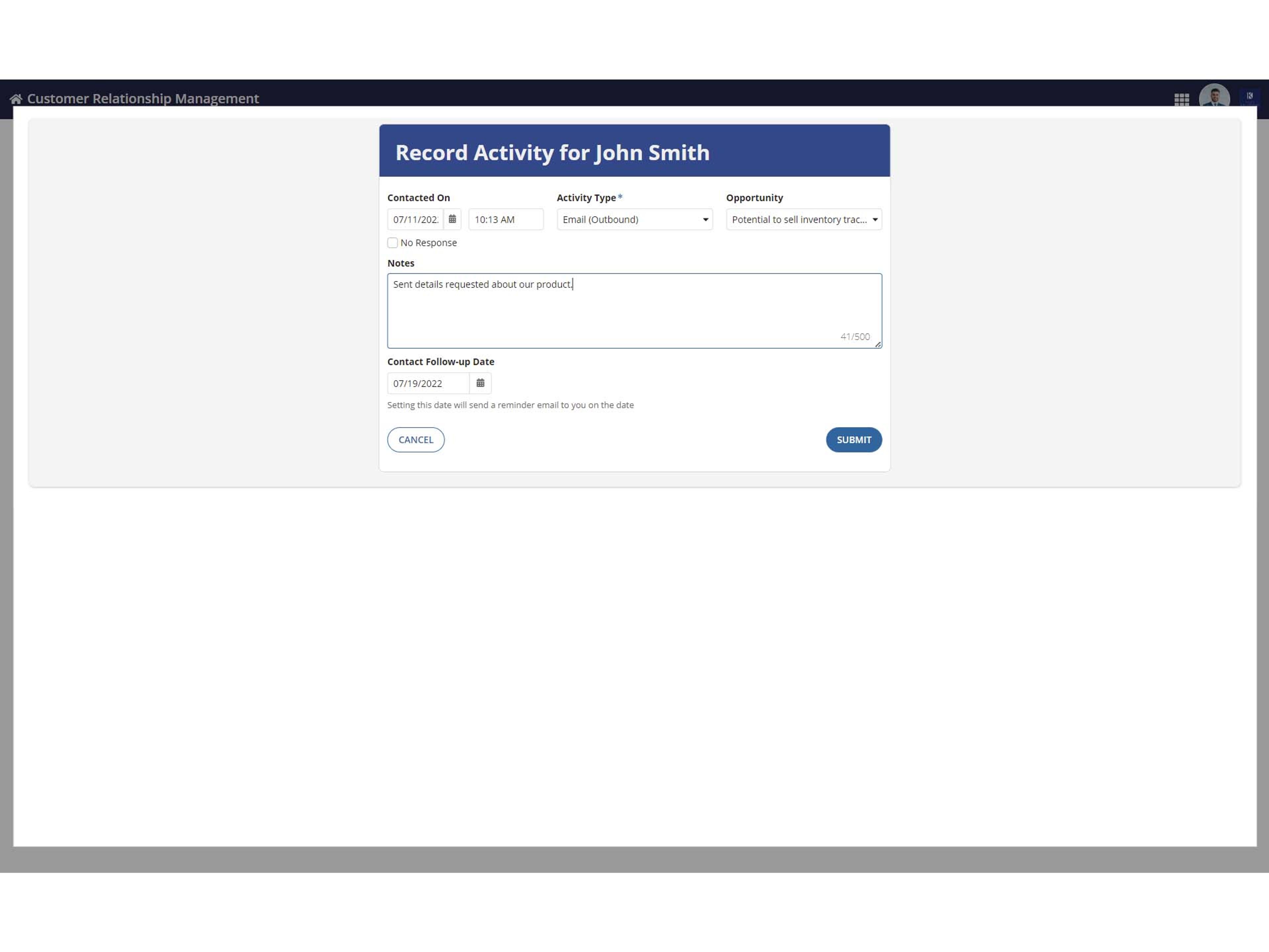 Kilby Solutions' Customer Relationship Manager Application screenshot 1