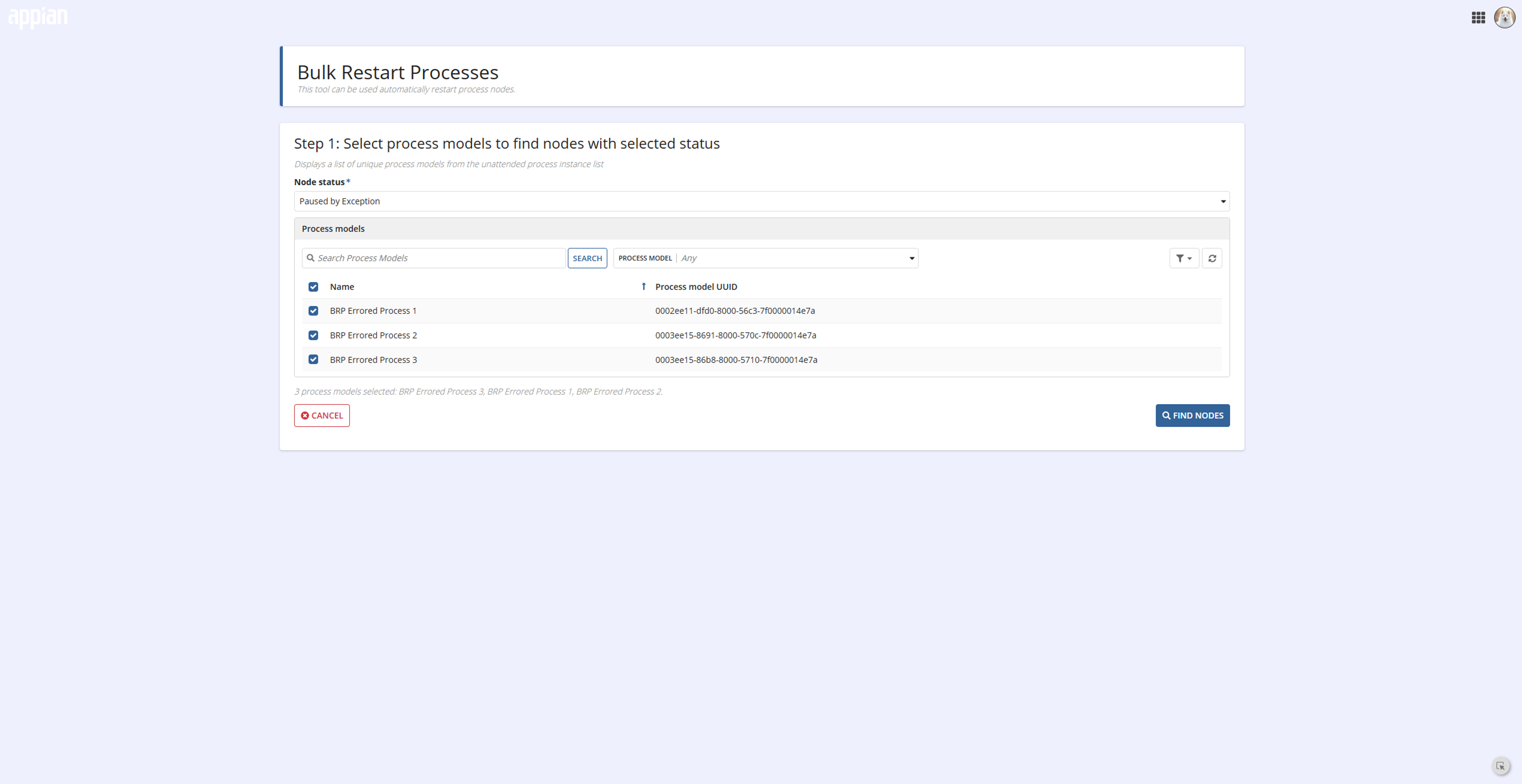 Bulk Restart Processes screenshot 2