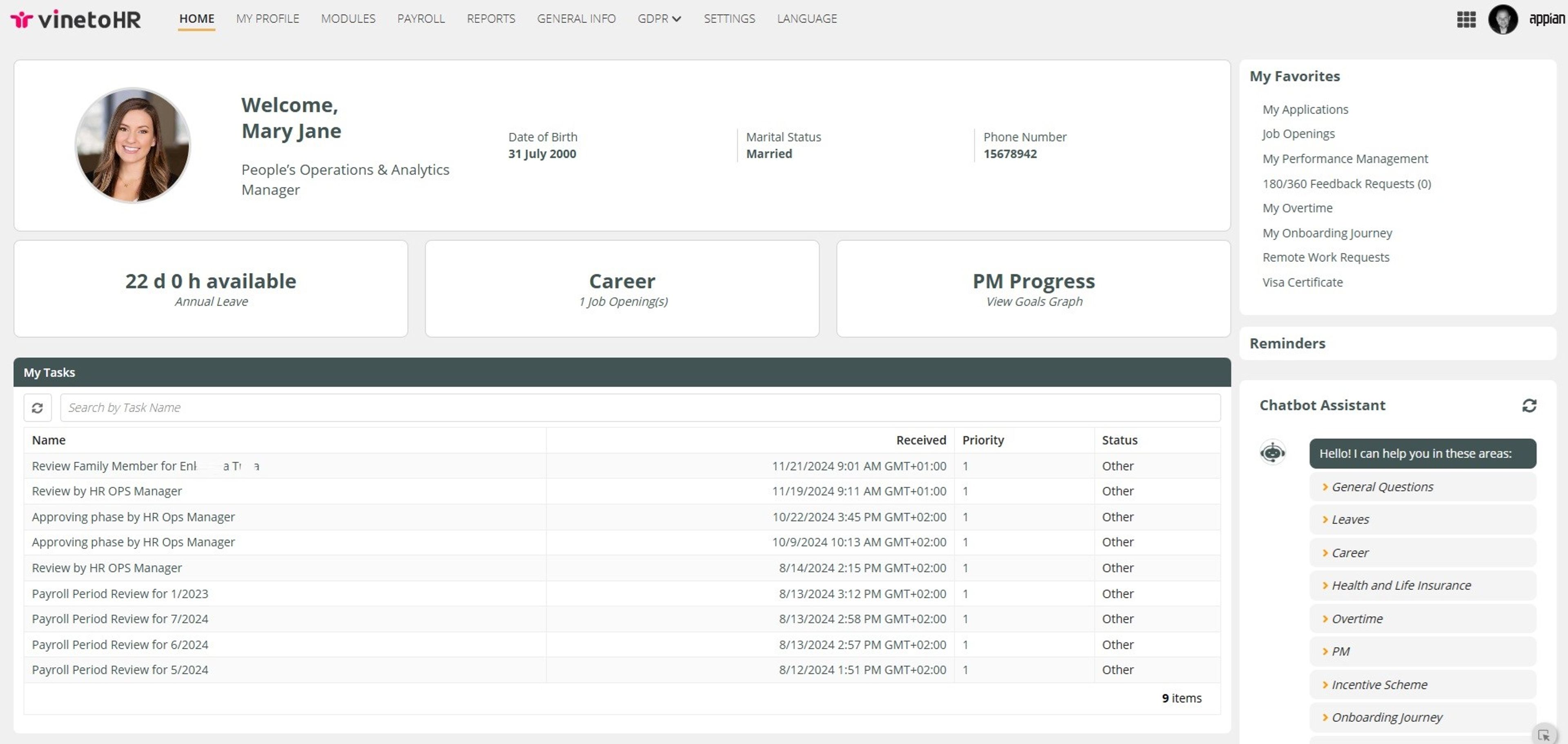 VinetoHR - The COMPLETE HRIS-HRMS Solution screenshot 1