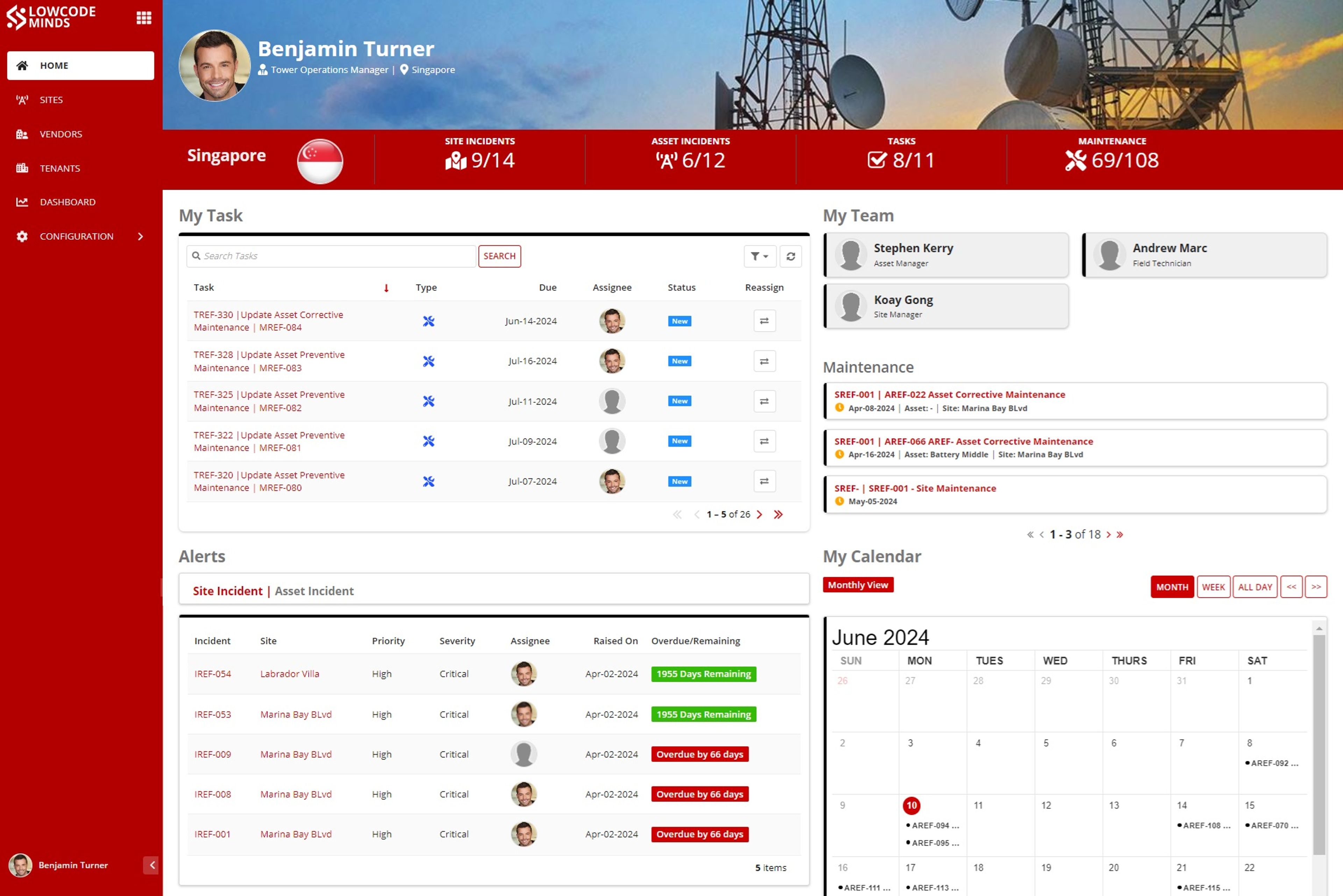 Lowcodeminds Tower and Site Management Solution screenshot 1
