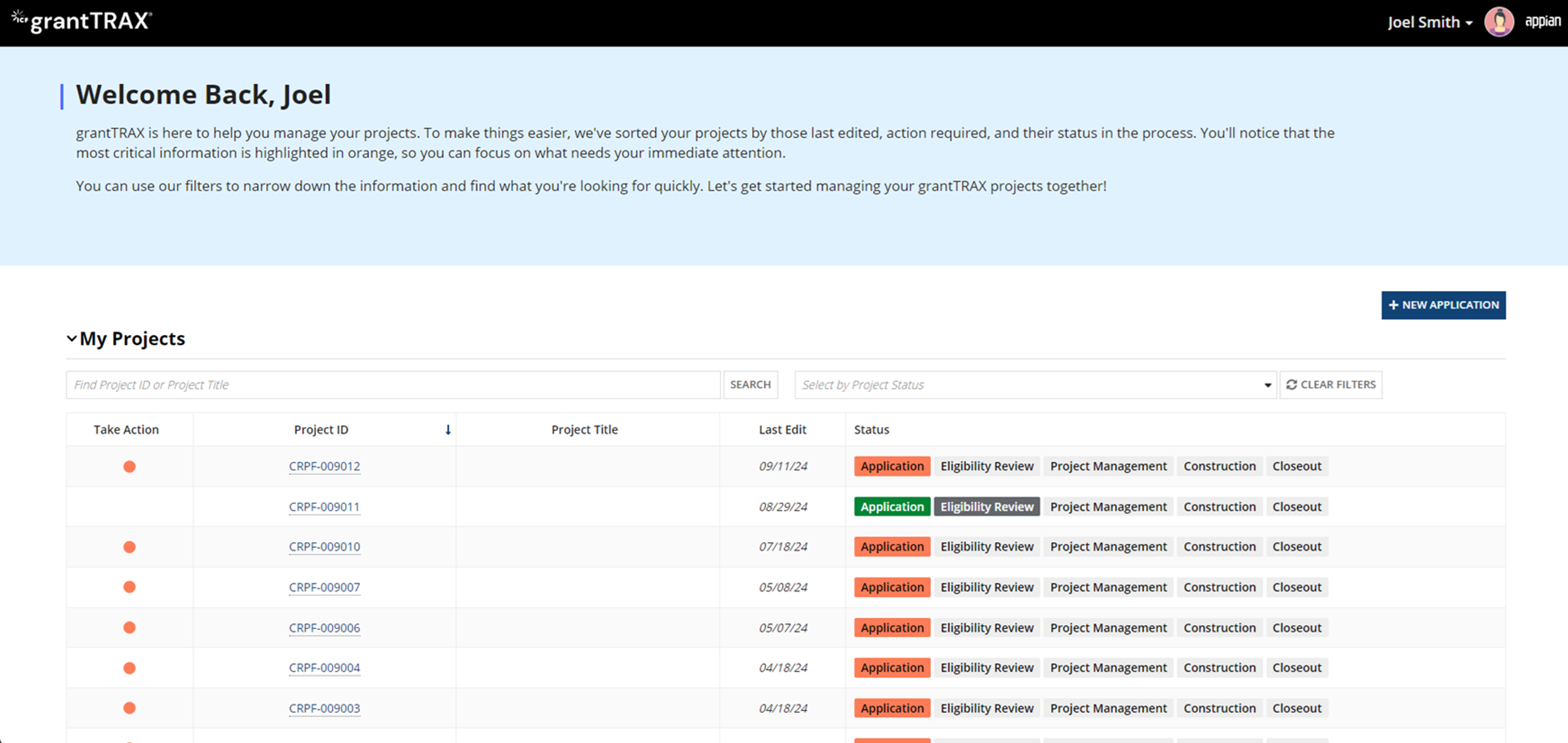ICF grantTRAX screenshot 5