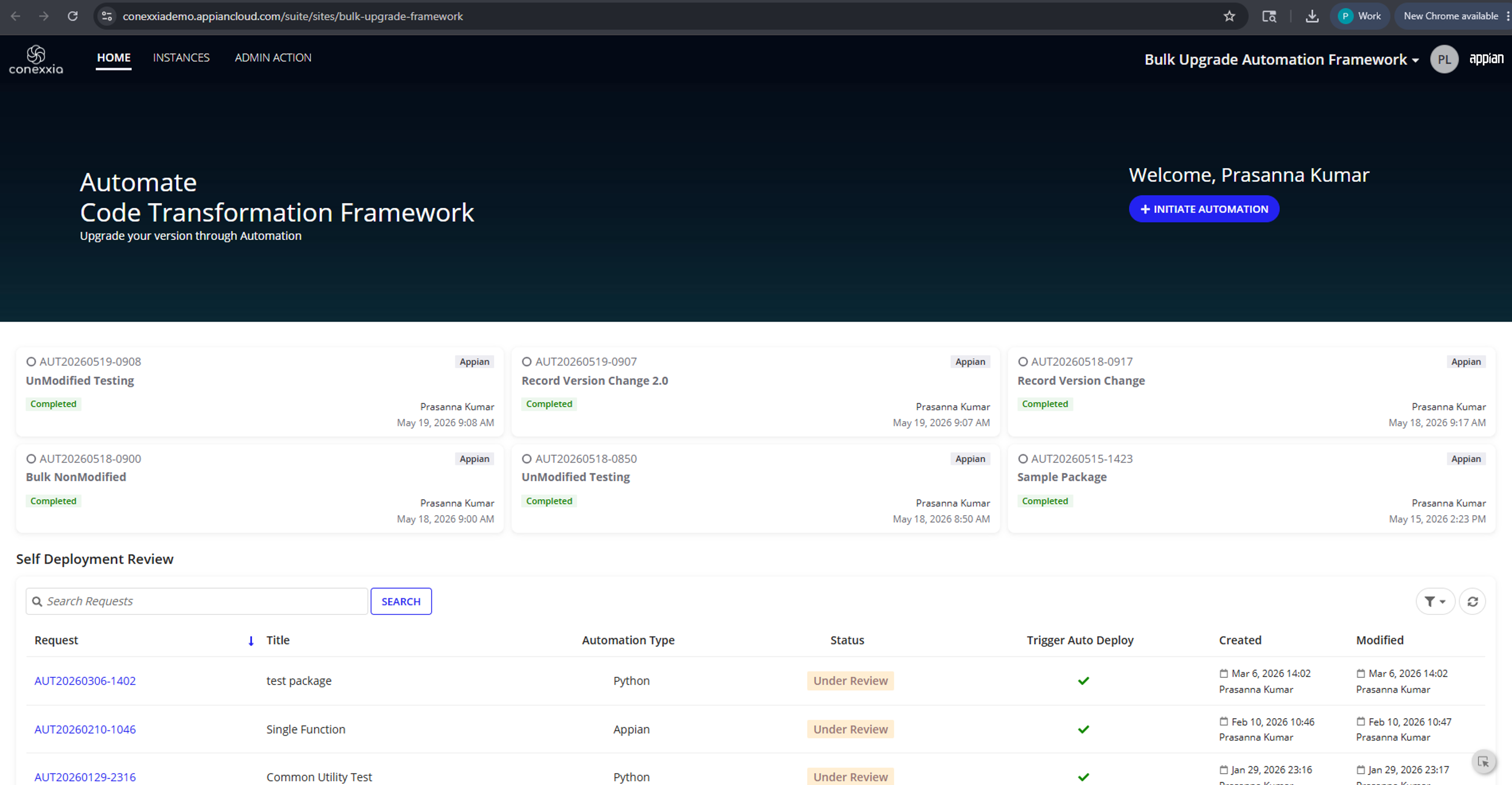 Bulk Upgrade Automation Framework screenshot 1