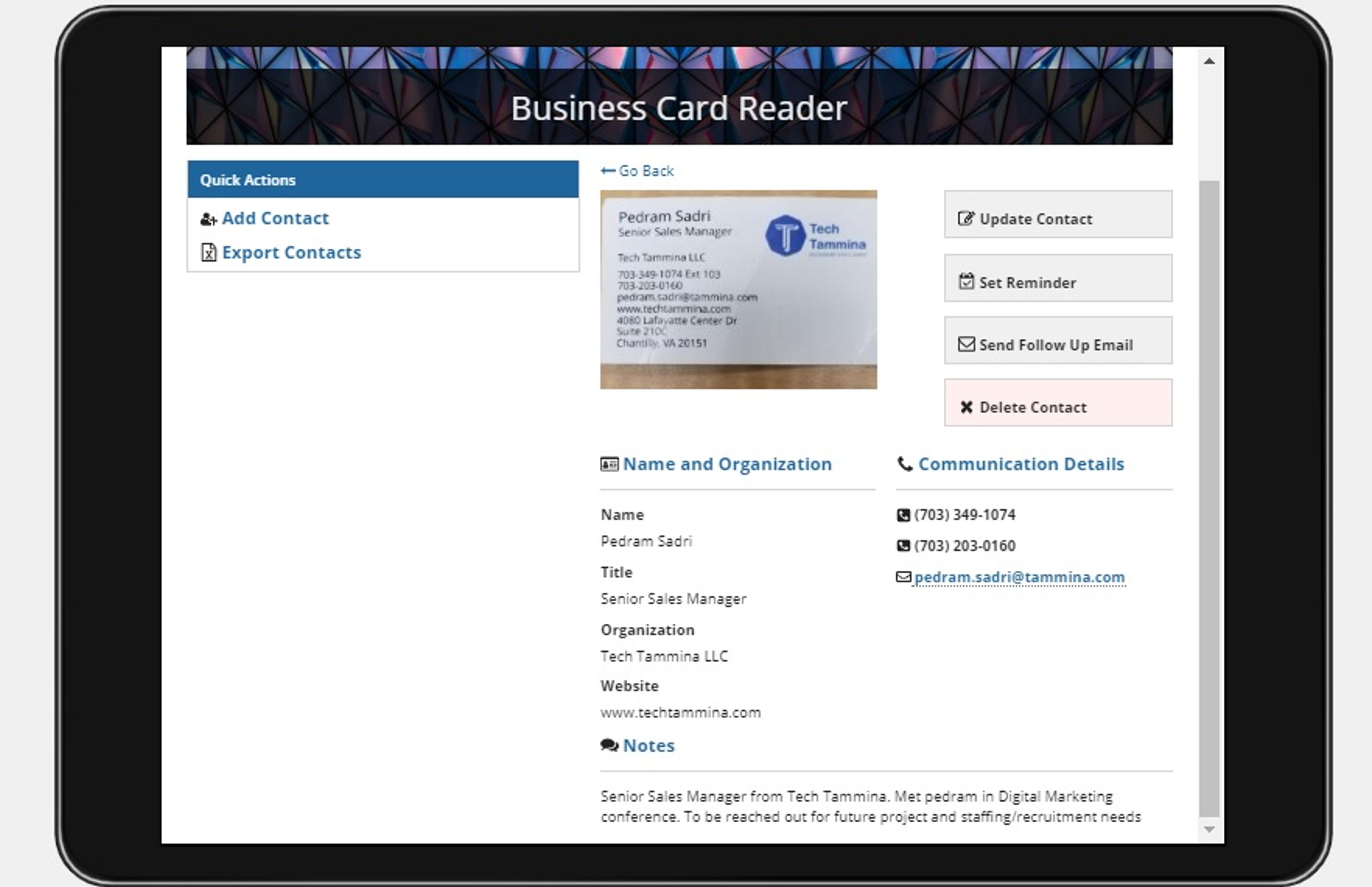 Business Card Reader Utility screenshot 9
