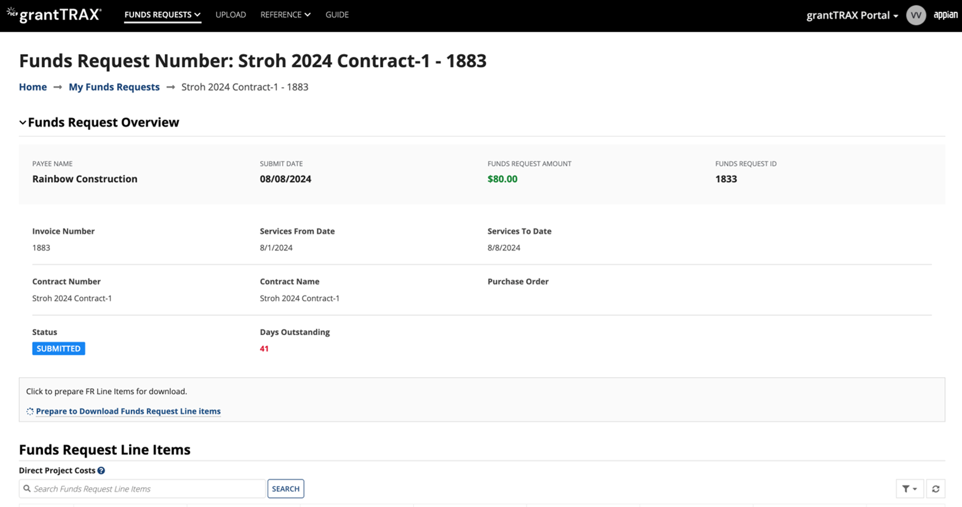 ICF grantTRAX screenshot 2