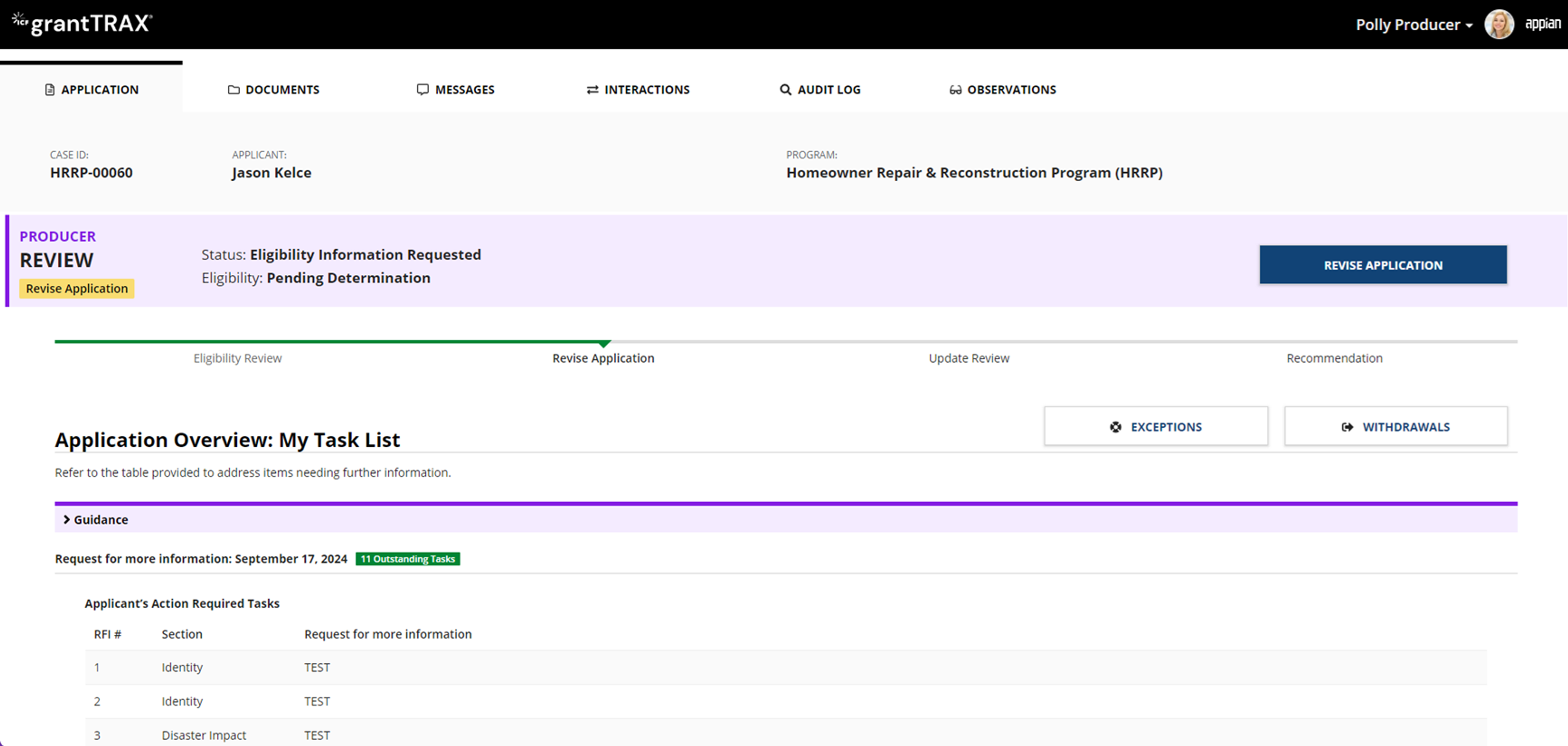 ICF grantTRAX screenshot 3