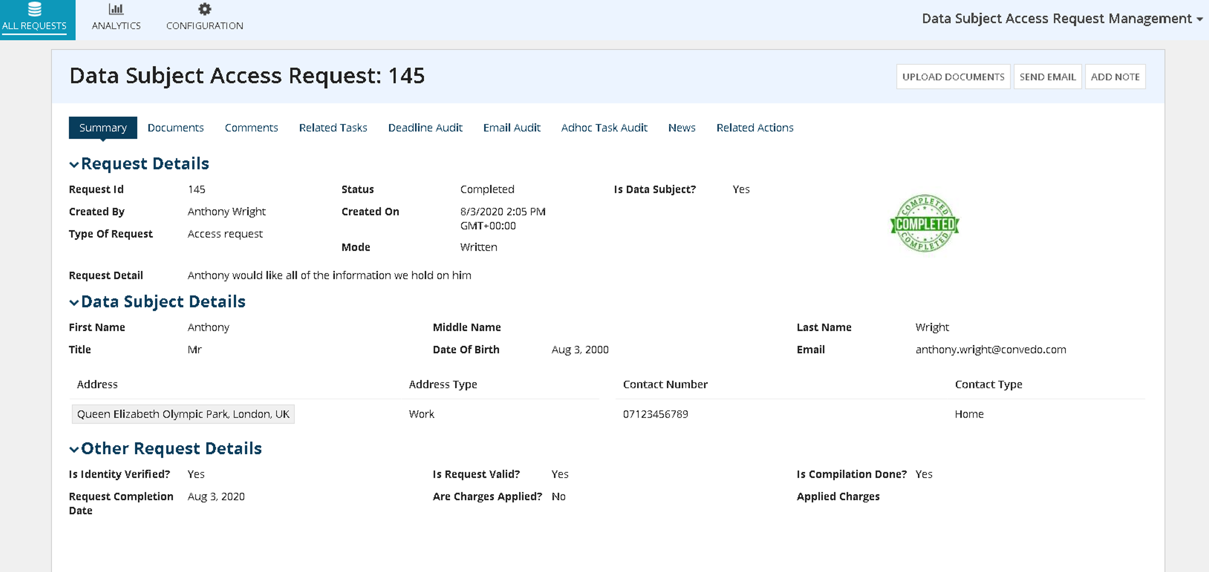 Data Subject Access Request Management screenshot 2