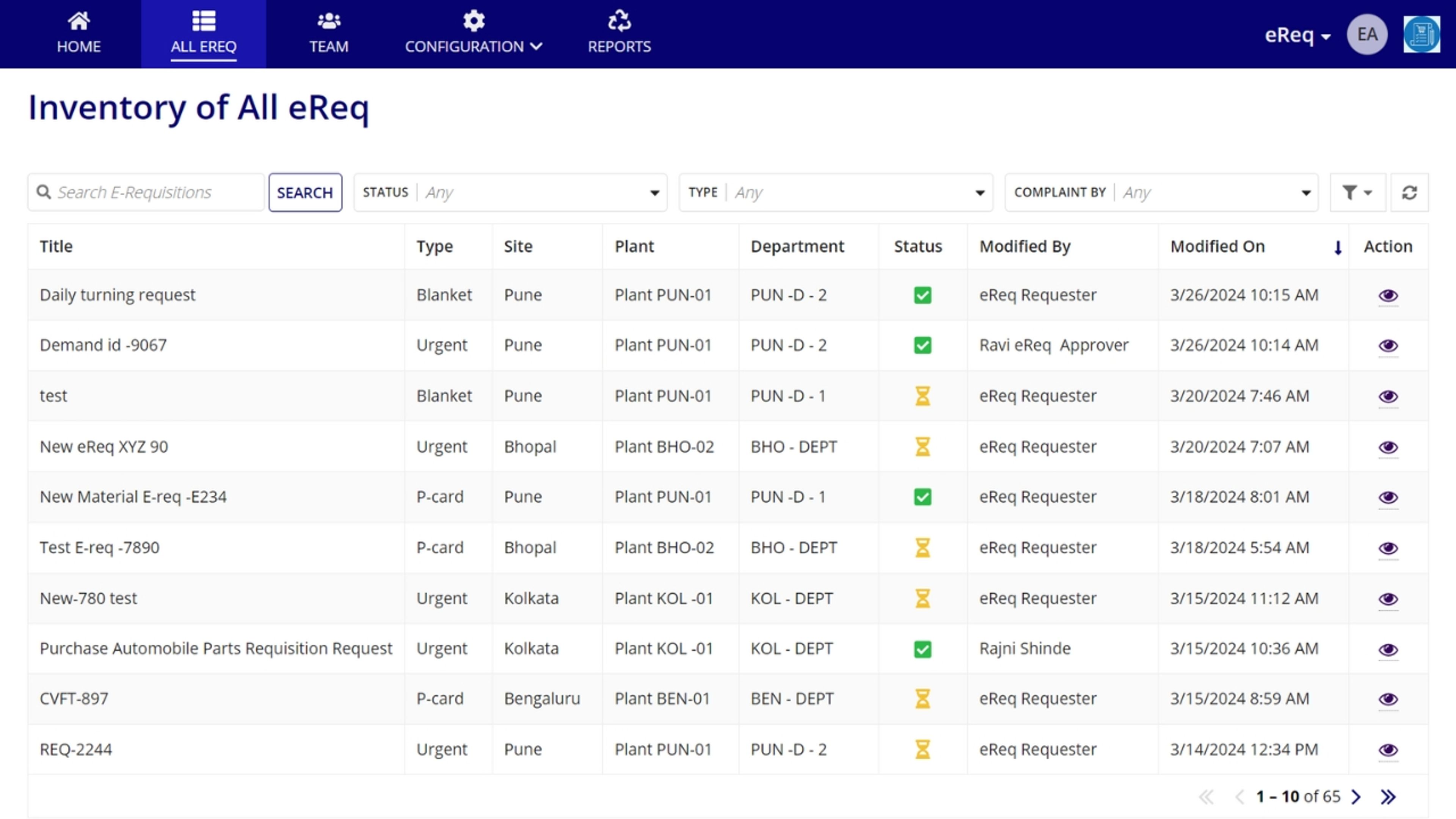 eReq - Requisition Management System screenshot 1
