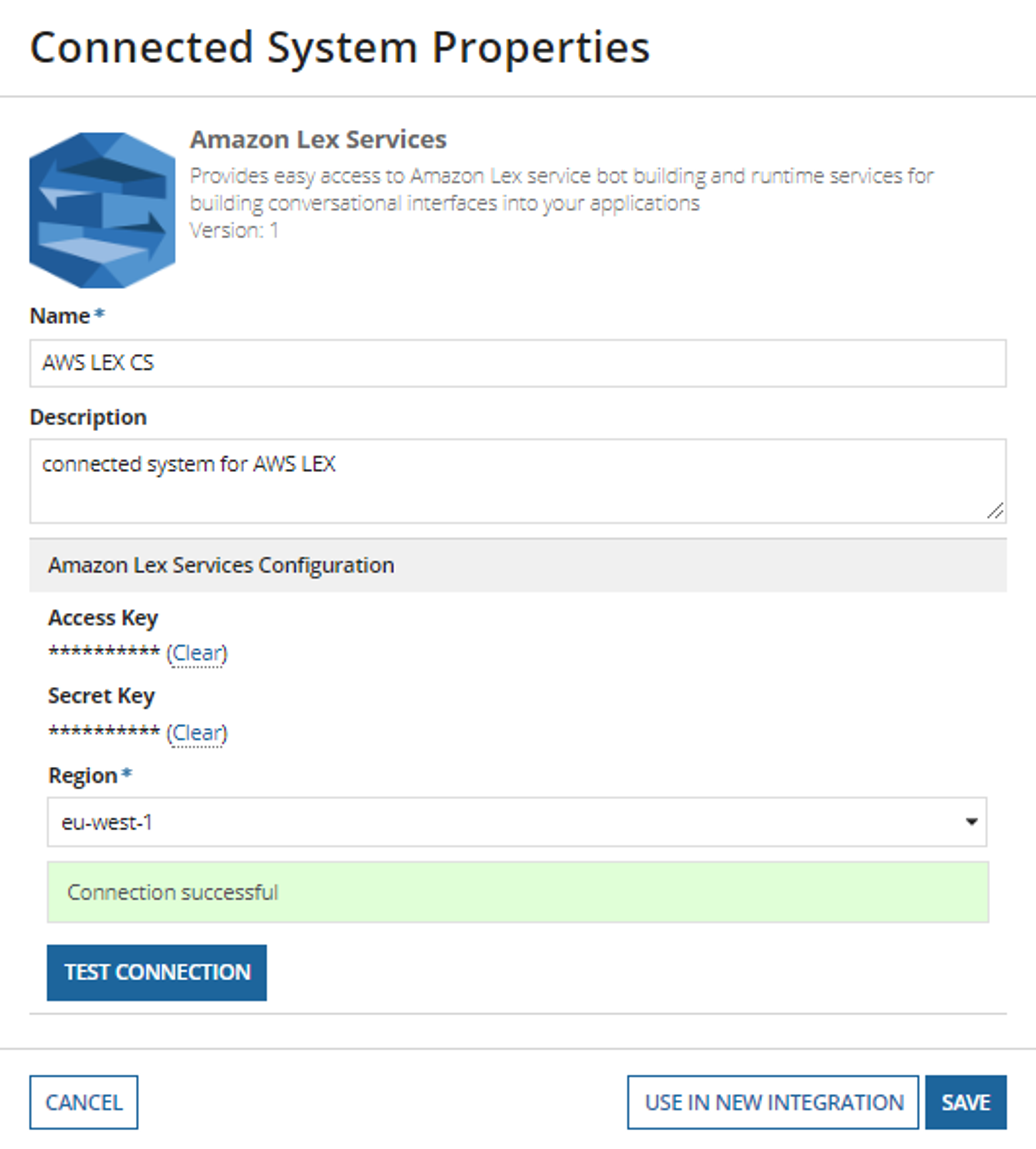 Amazon Lex Connected System Plug-in screenshot 5