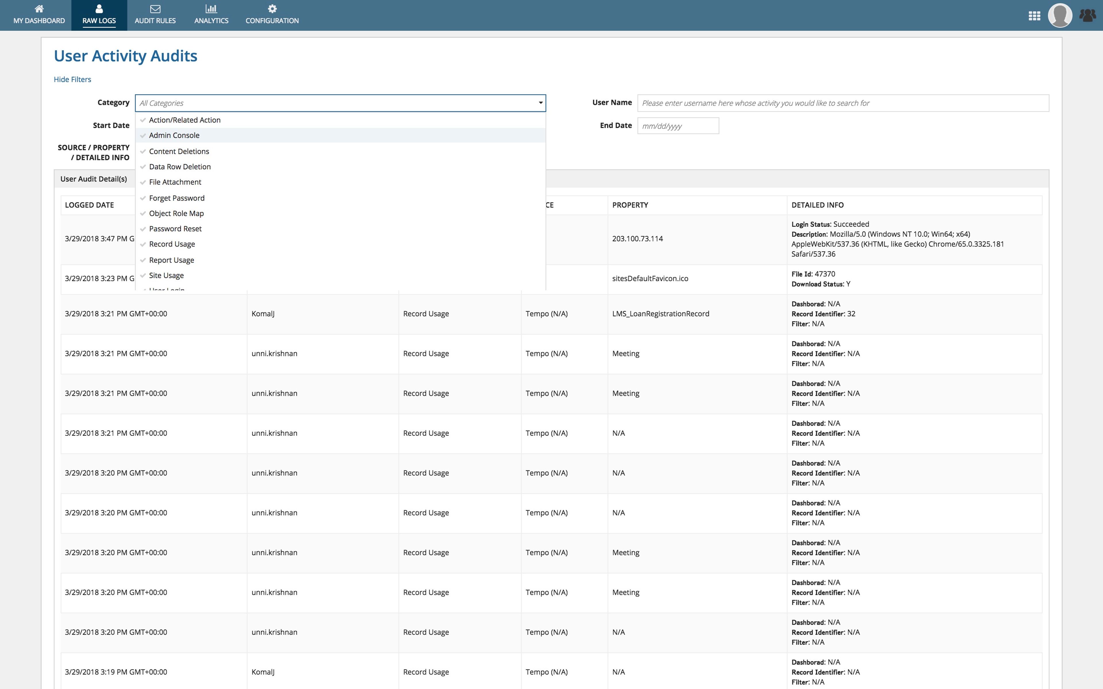 User Analytics, Compliance and Governance screenshot 1