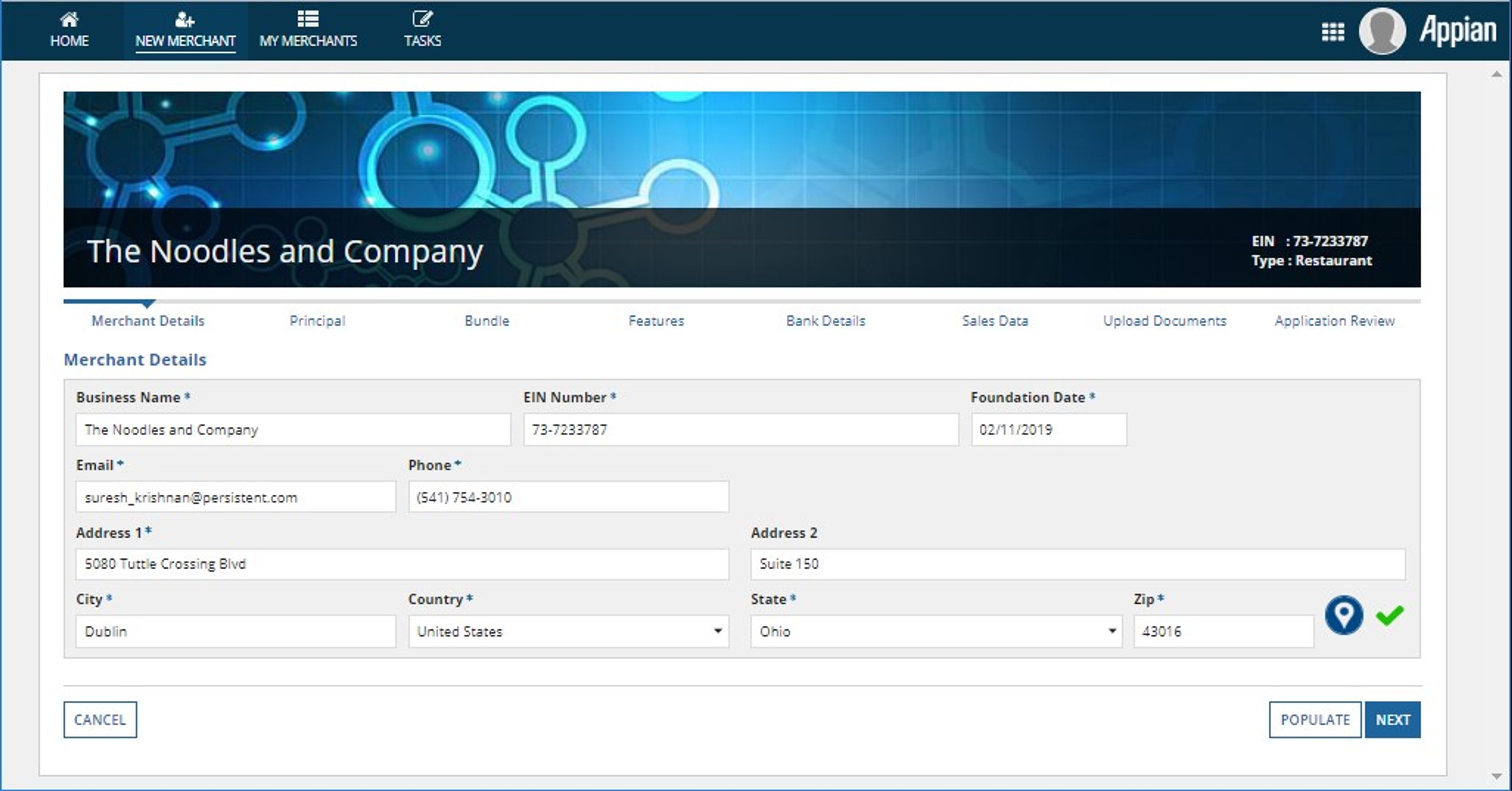 Merchant Onboarding App screenshot 2