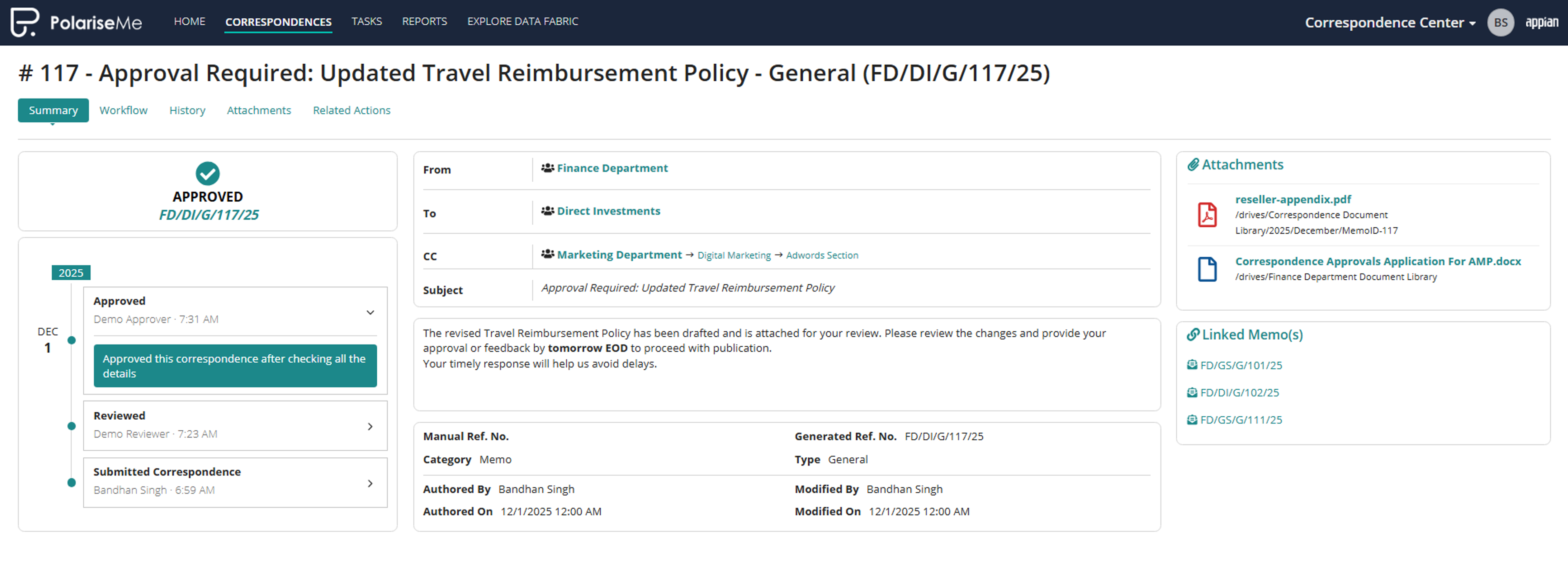 Correspondence Center screenshot 6