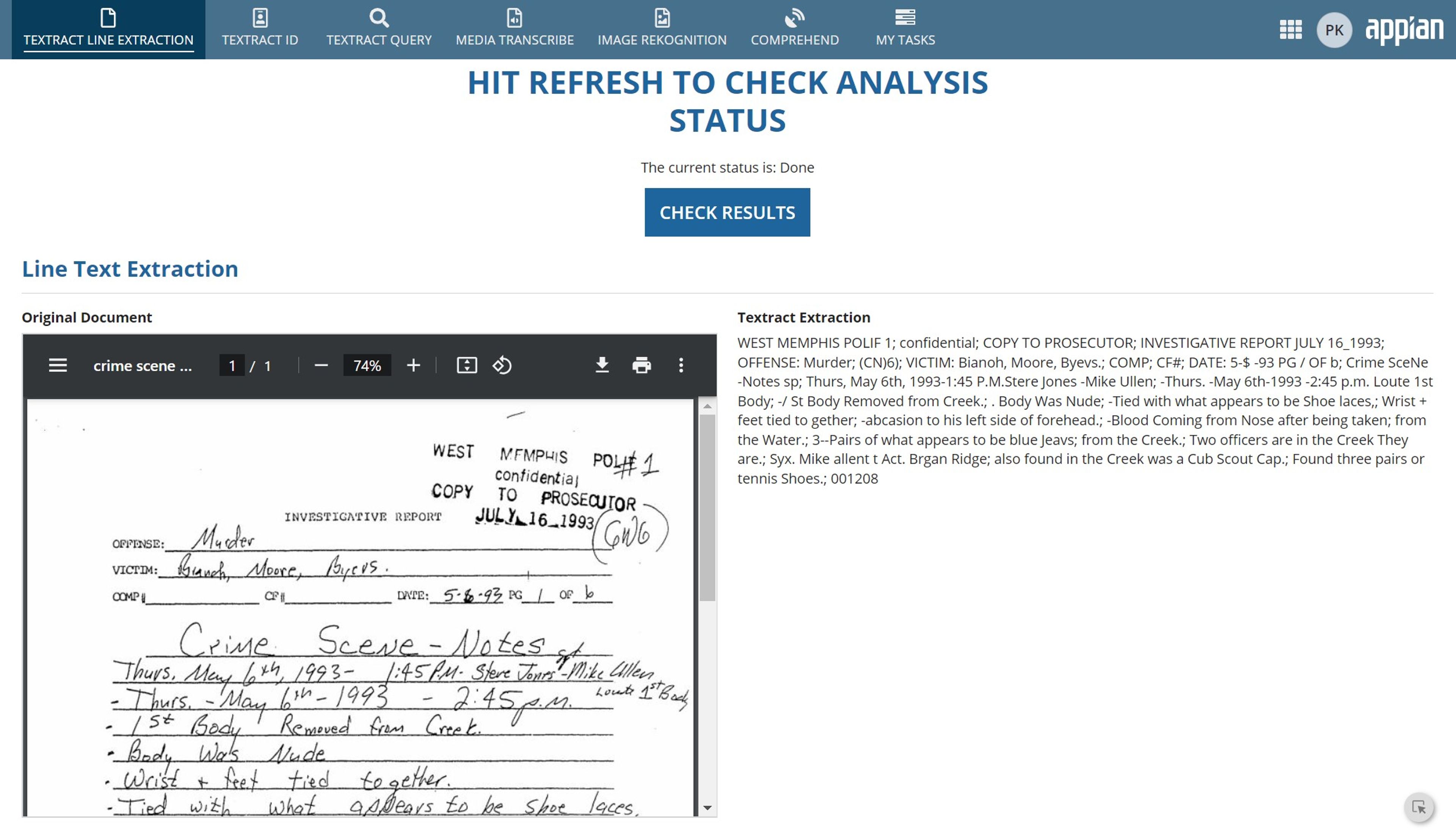 AWS Document Understanding Reference App screenshot 1
