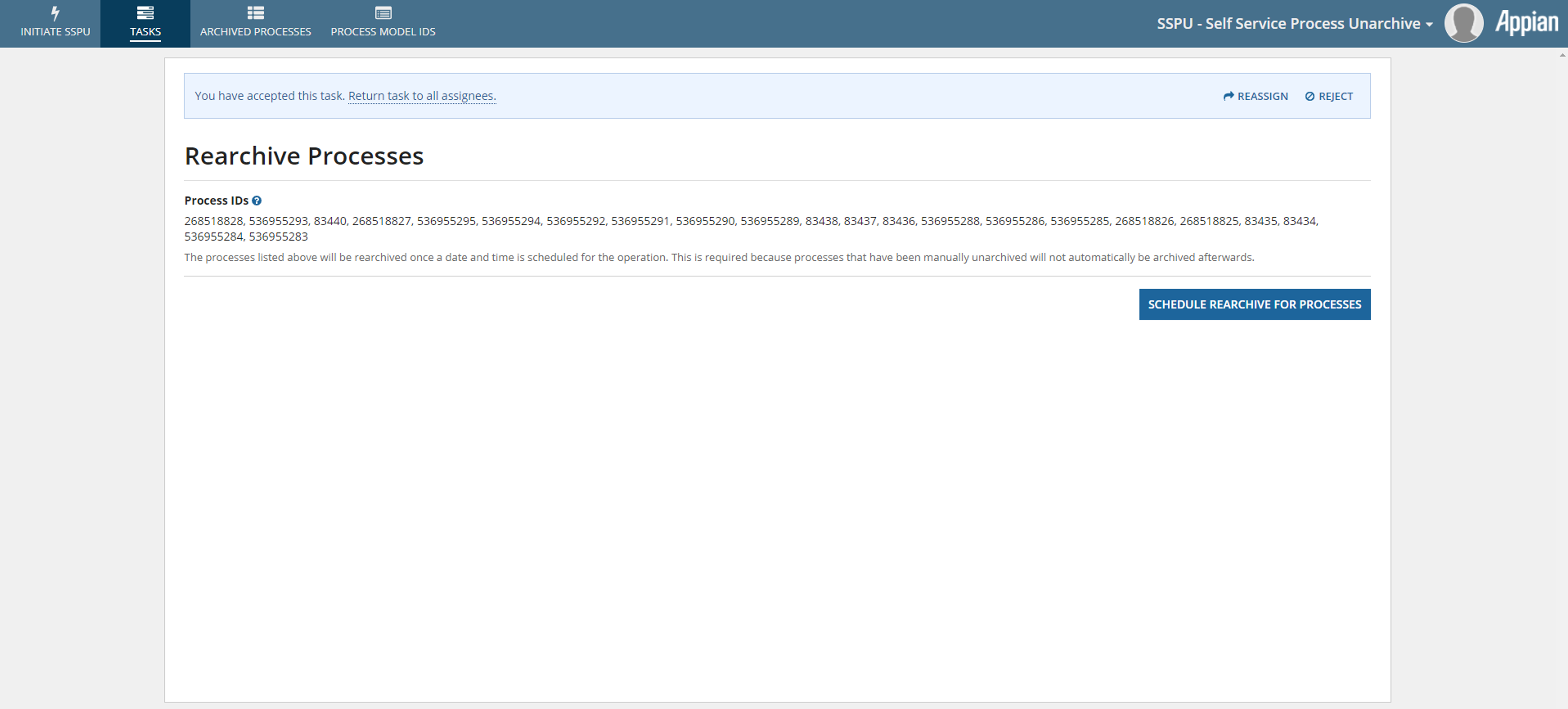 Self Service Process Unarchive screenshot 5