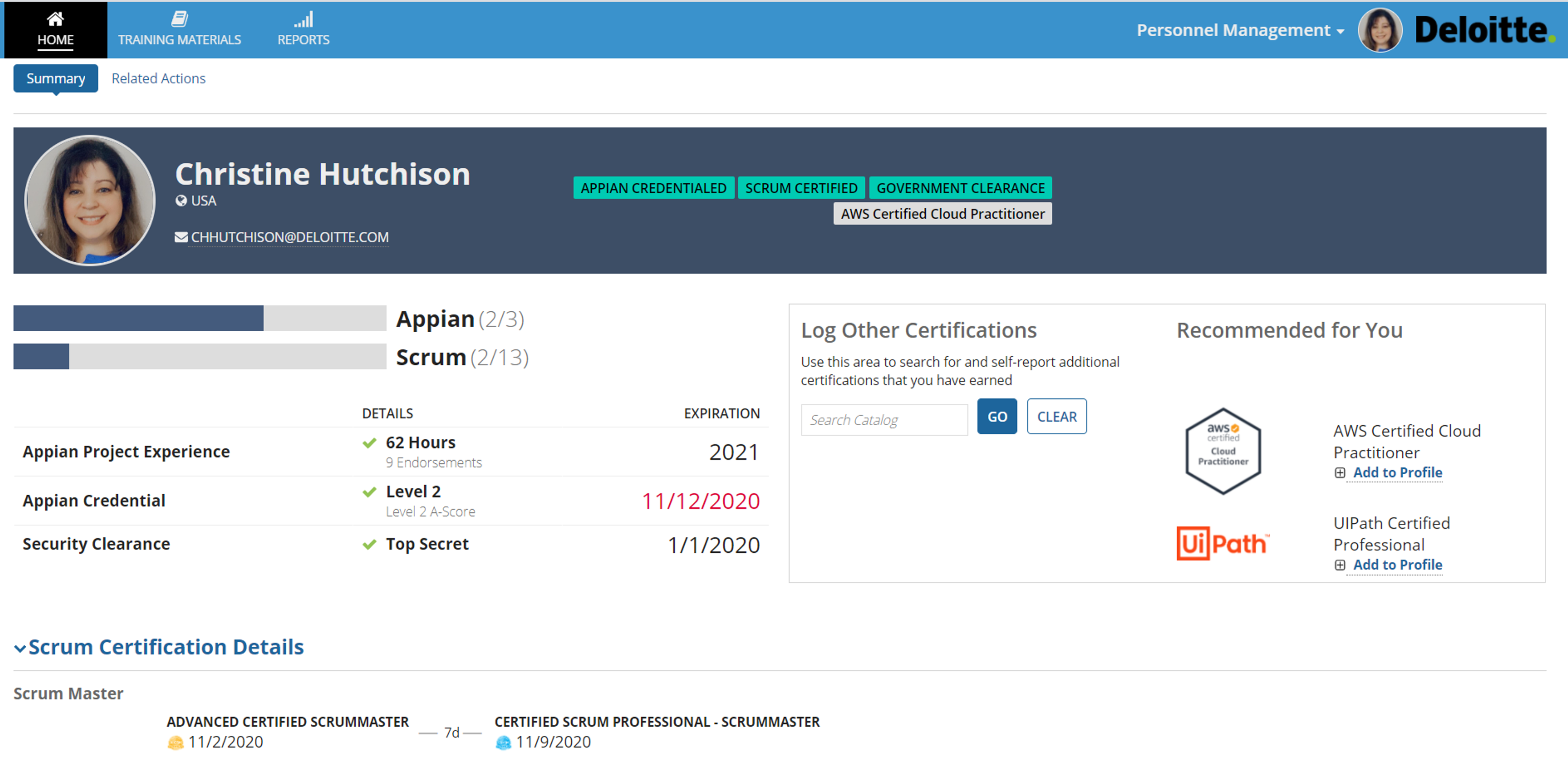 Deloitte Personnel Credential Management Application screenshot 2