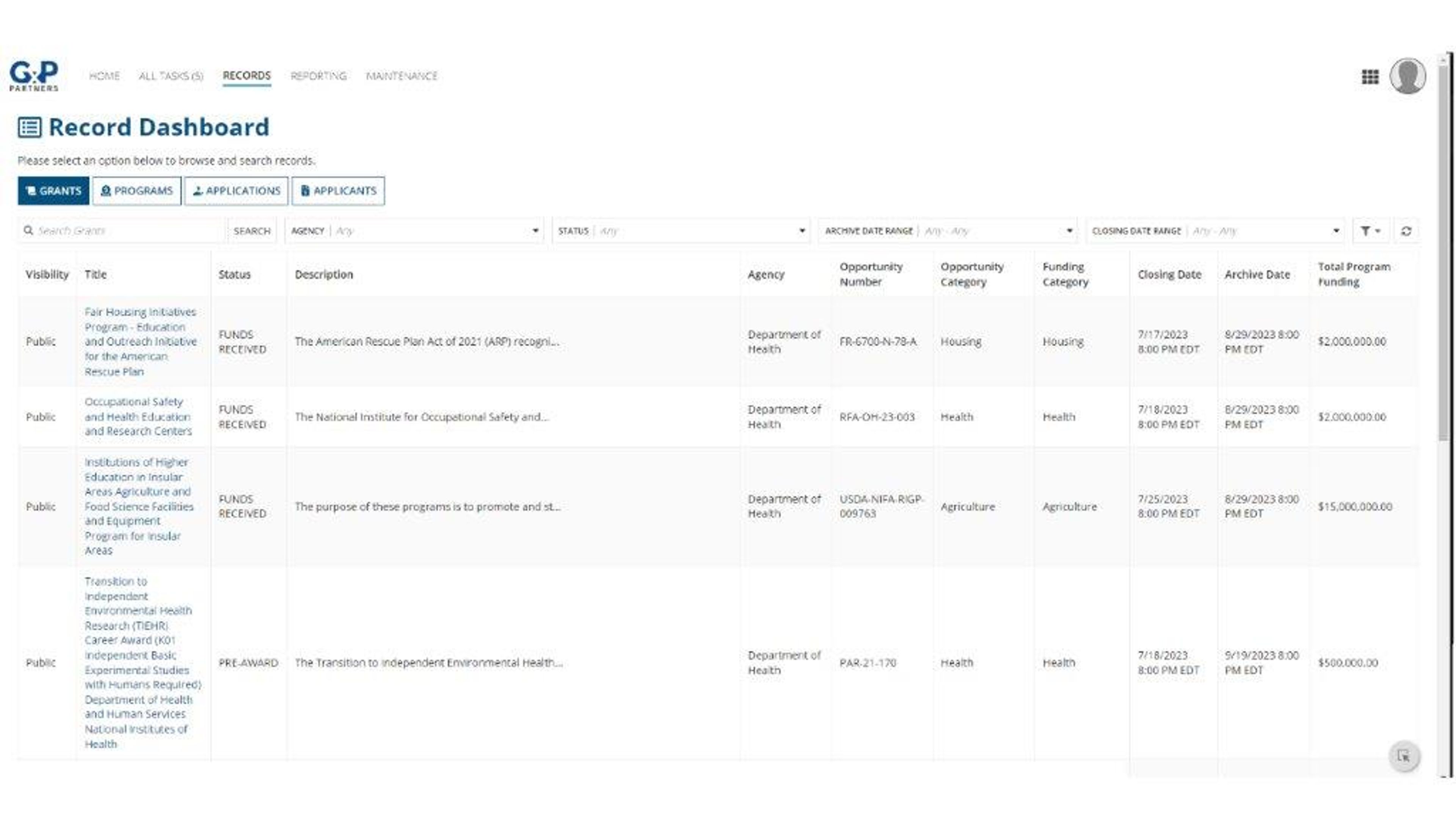 Grants Manager screenshot 2