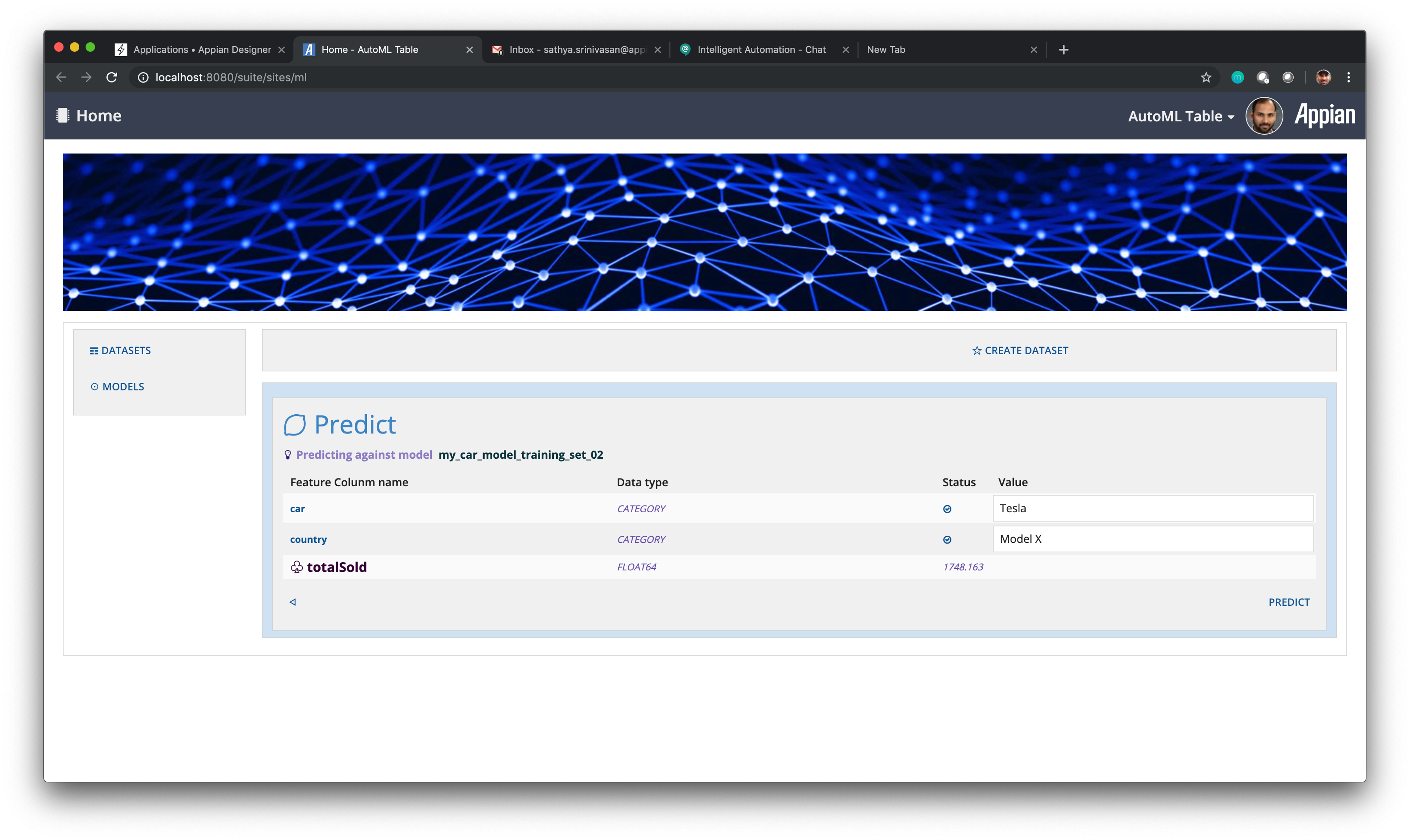 Google AutoML Tables Connected System screenshot 1