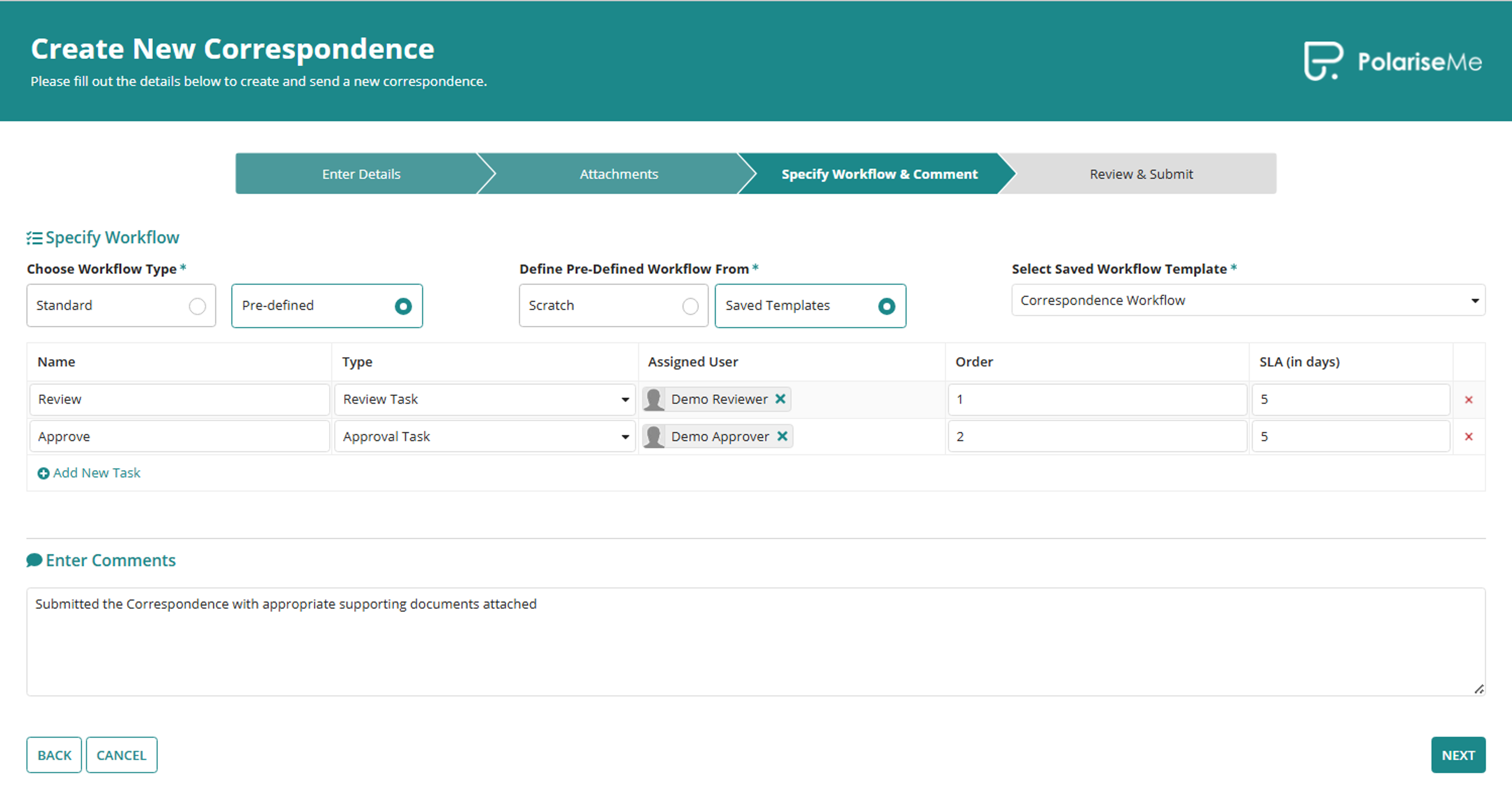 Correspondence Center screenshot 4