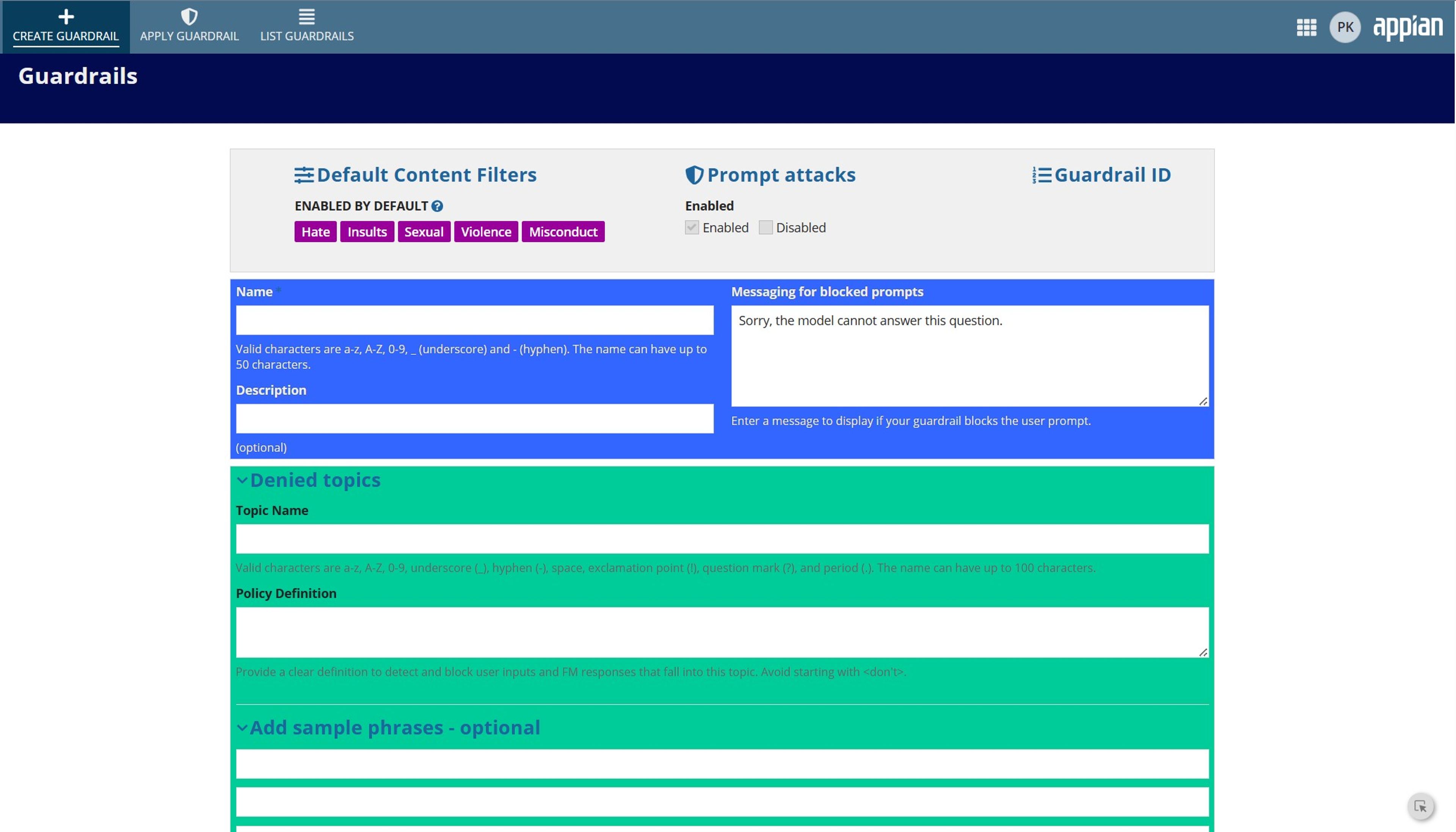 Bedrock Guardrail Reference App for AI Agent screenshot 1
