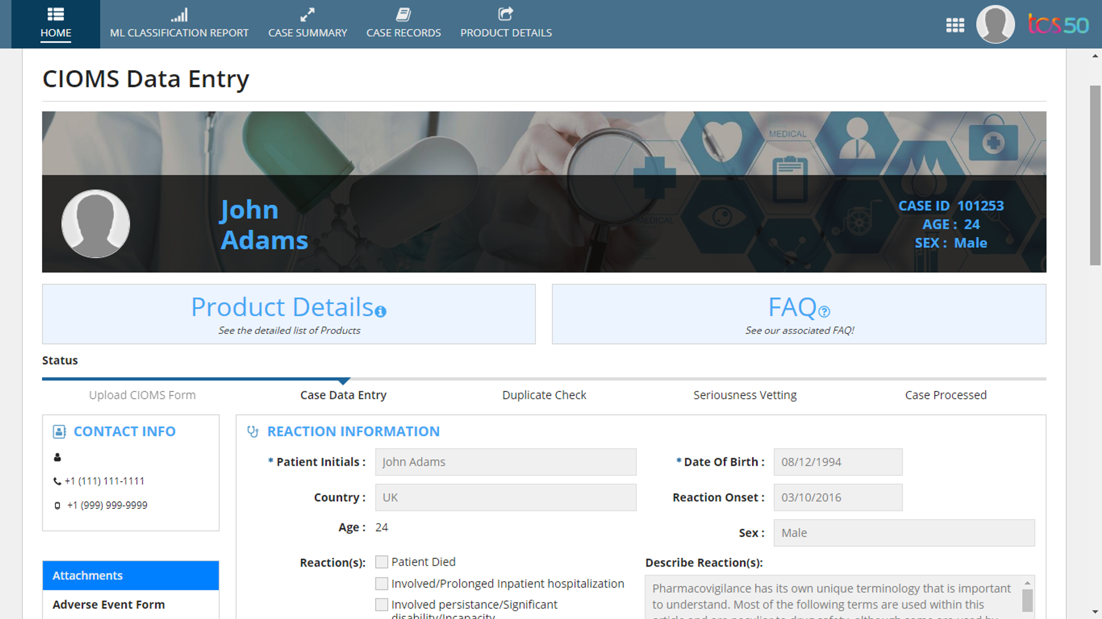 TCS' Pharmacovigilance Triaging Solution  screenshot 5