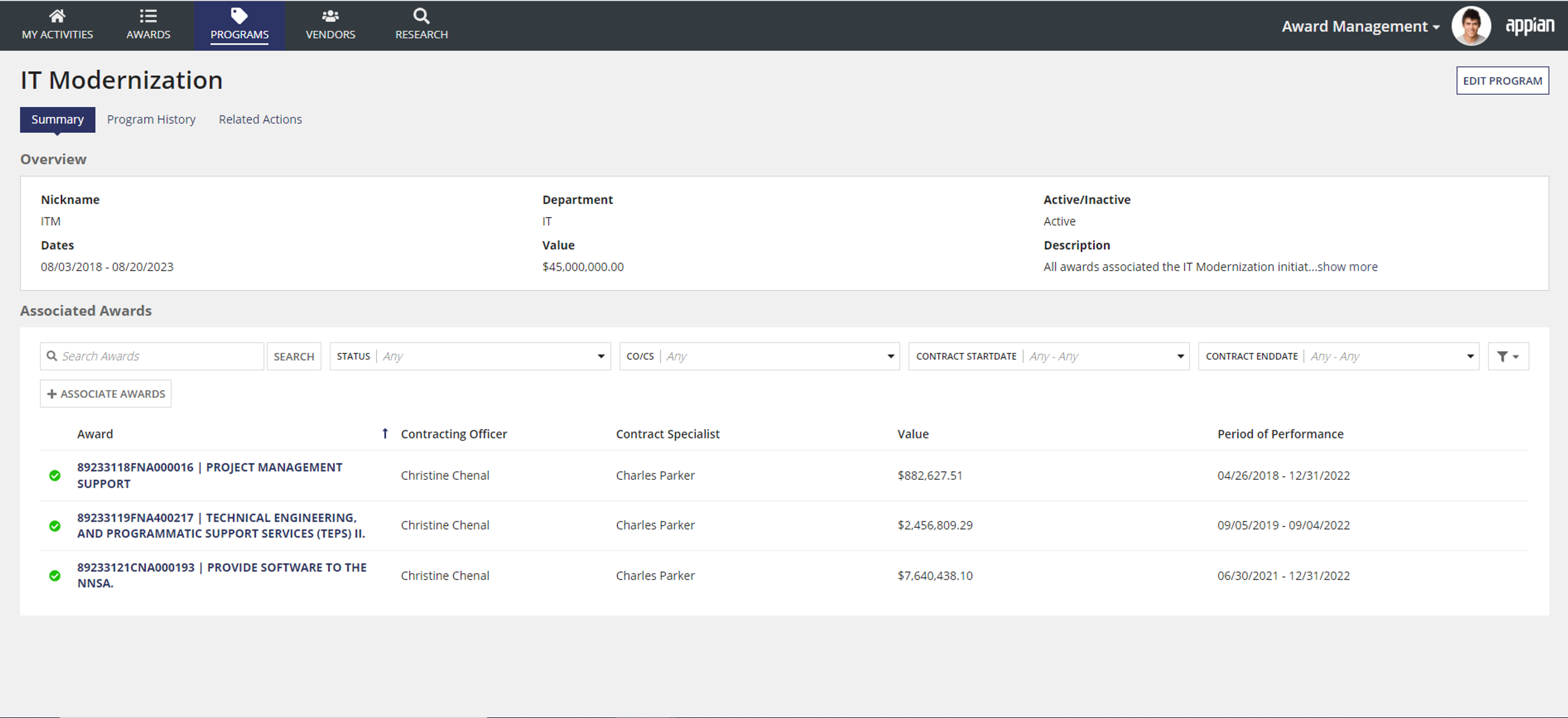 Award Management screenshot 4