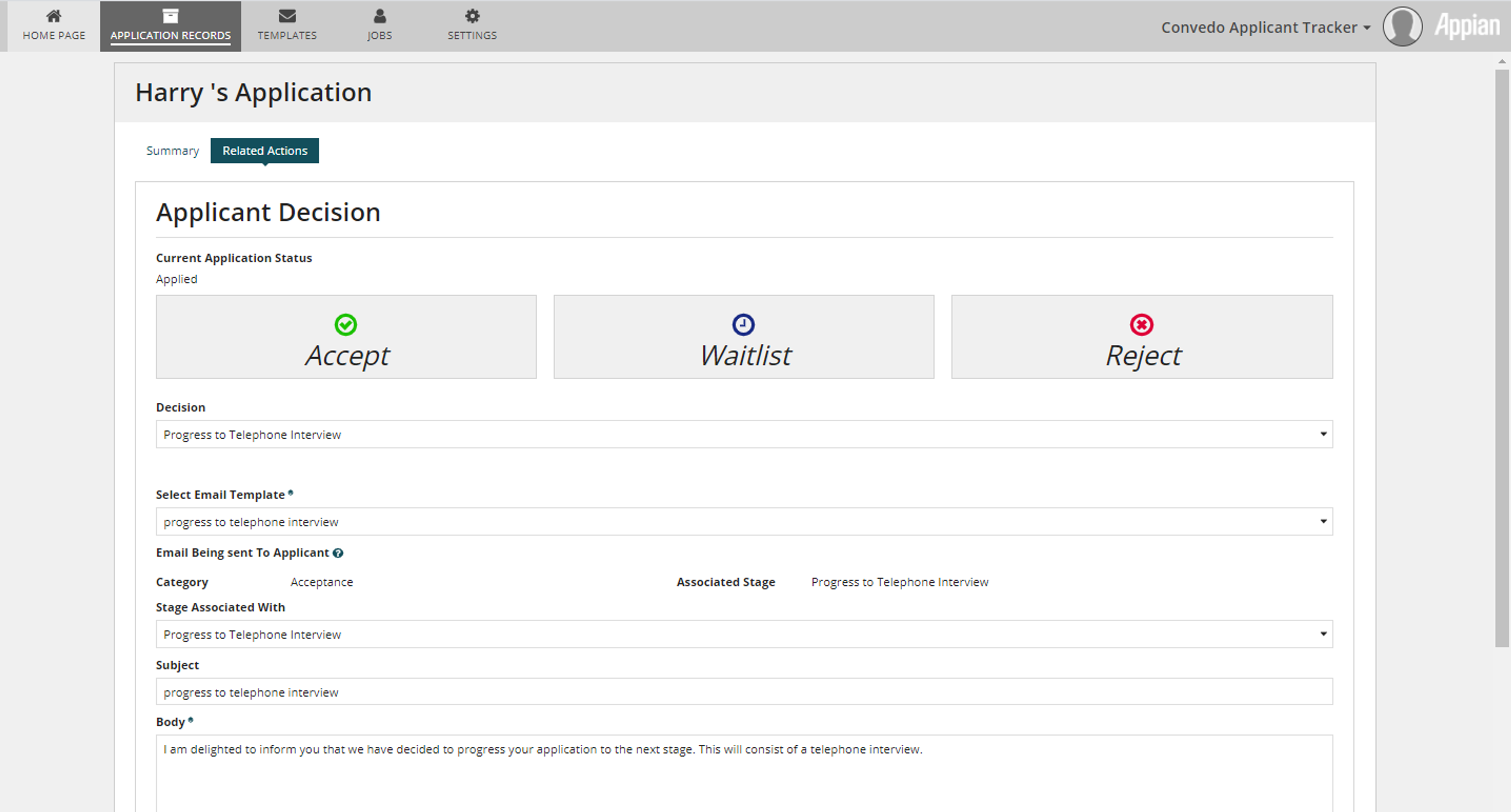 Applicant Tracker screenshot 5