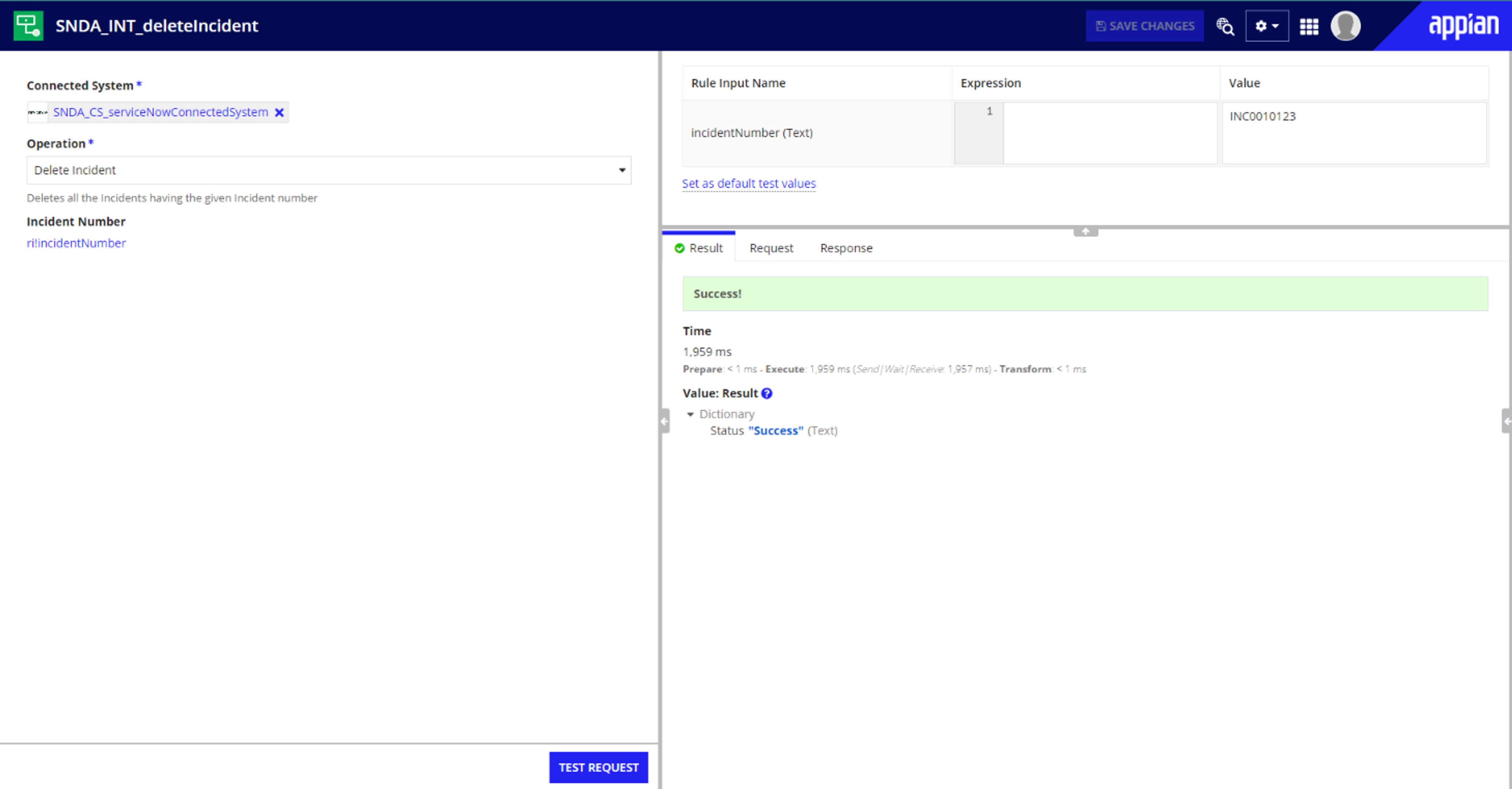 Service Now Connected System screenshot 1