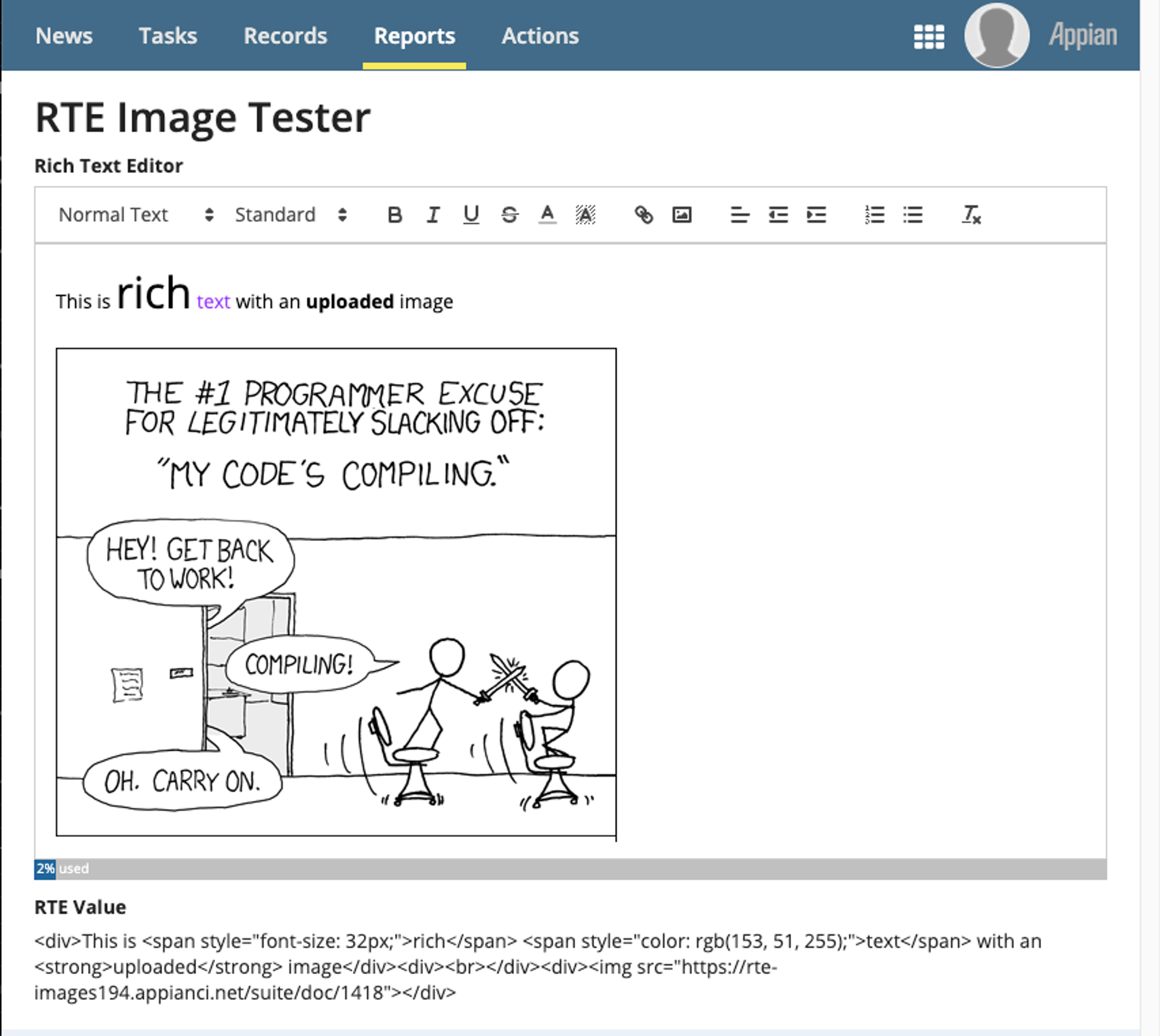 Rich Text Editor Image Upload Connected System screenshot 1