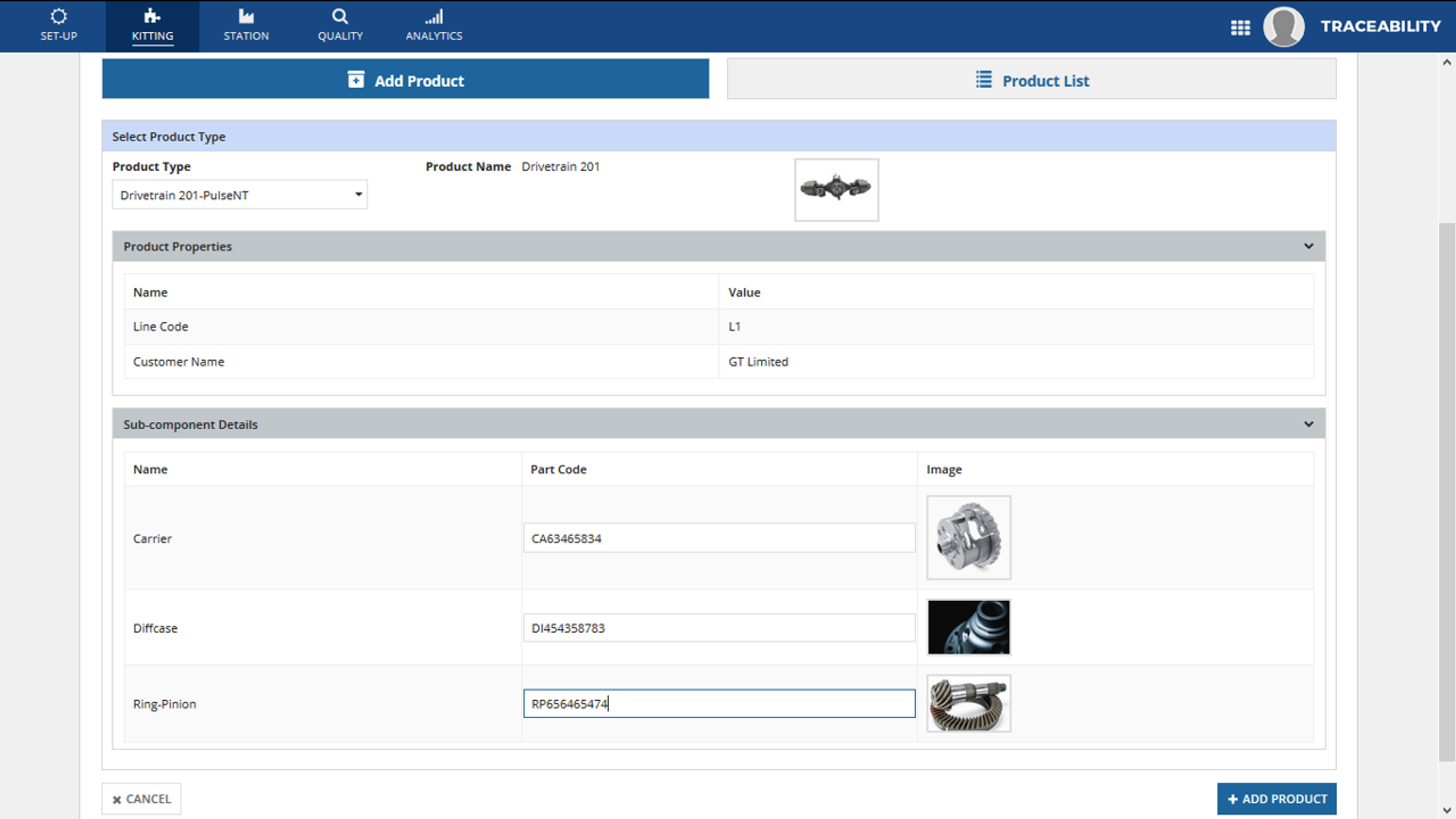Traceability screenshot 1
