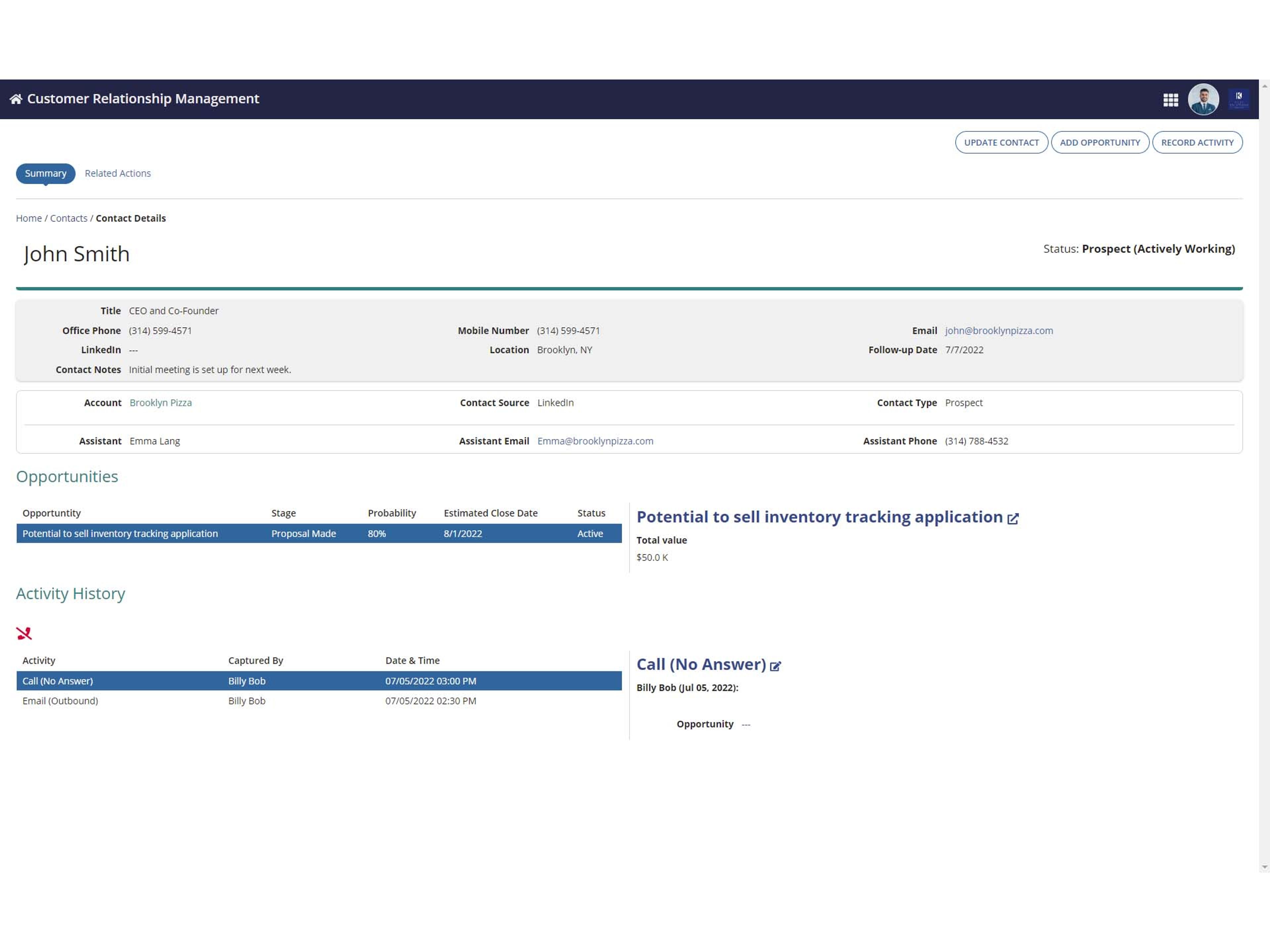 Kilby Solutions' Customer Relationship Manager Application screenshot 7