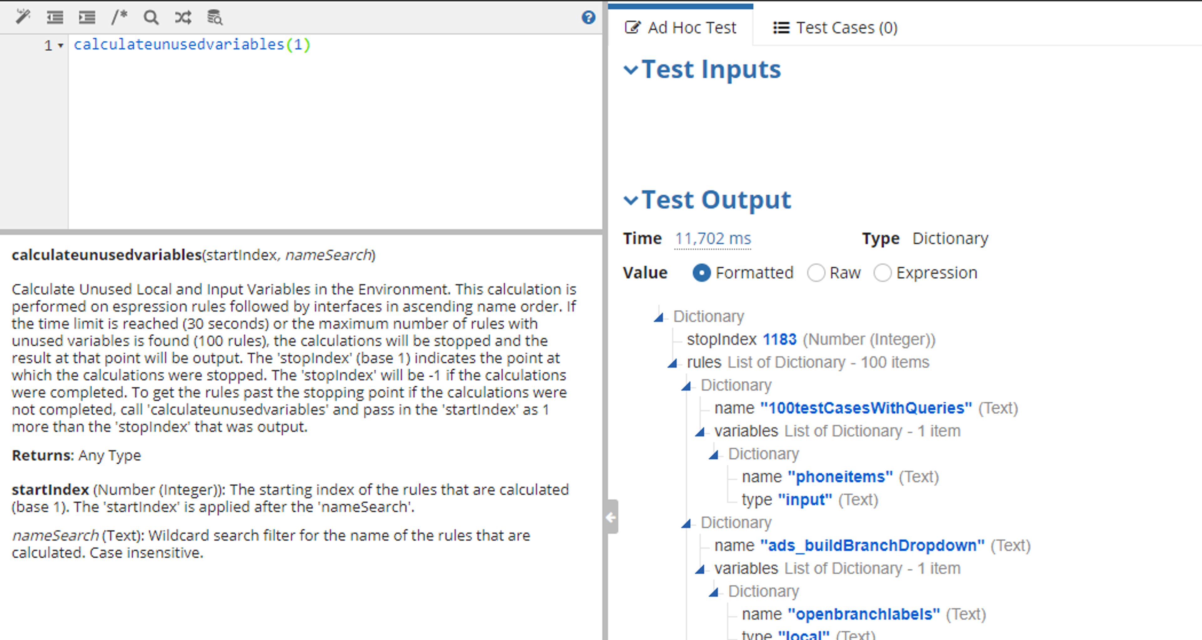 Calculate Unused Variables screenshot 1