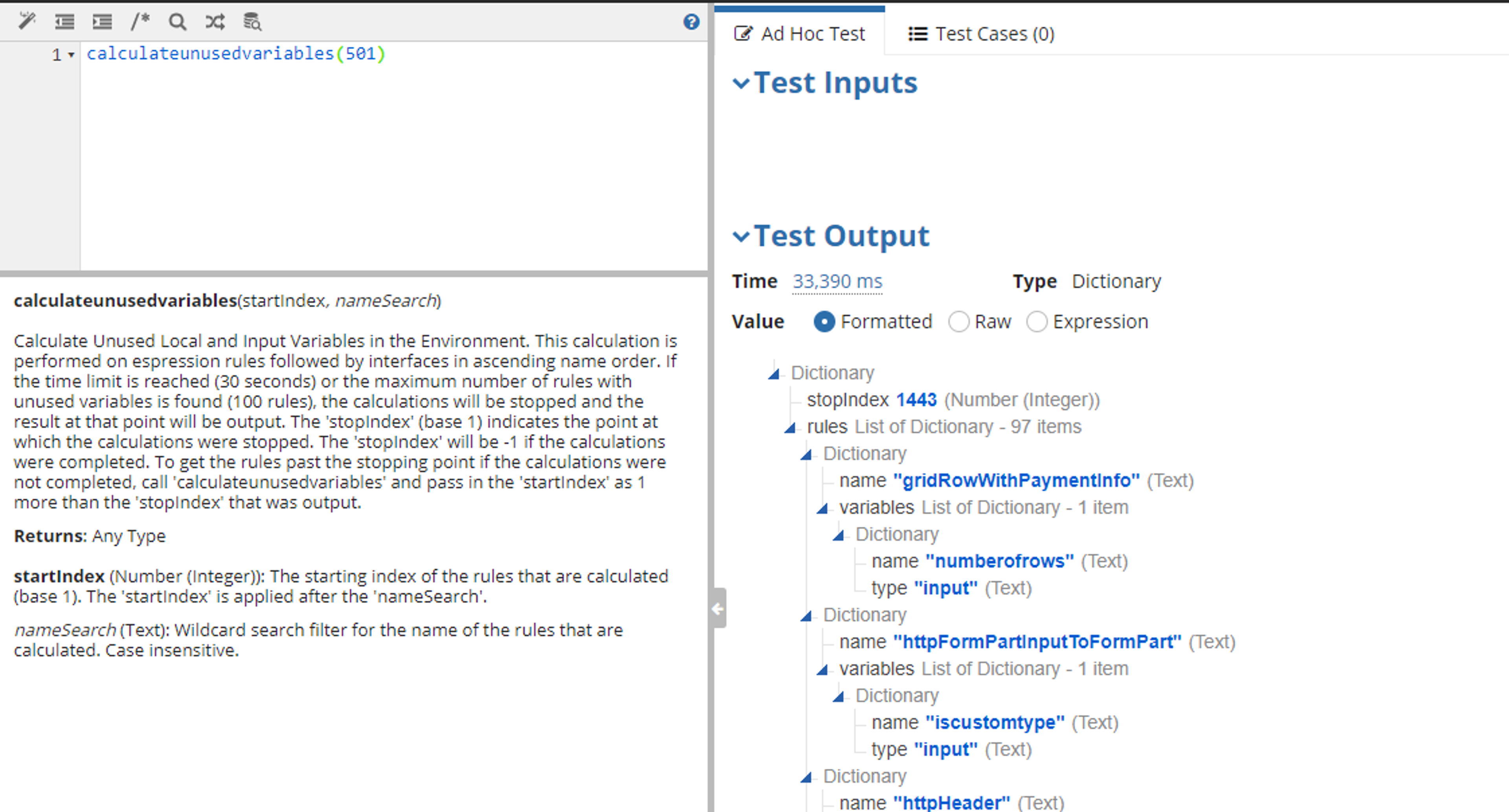 Calculate Unused Variables screenshot 2