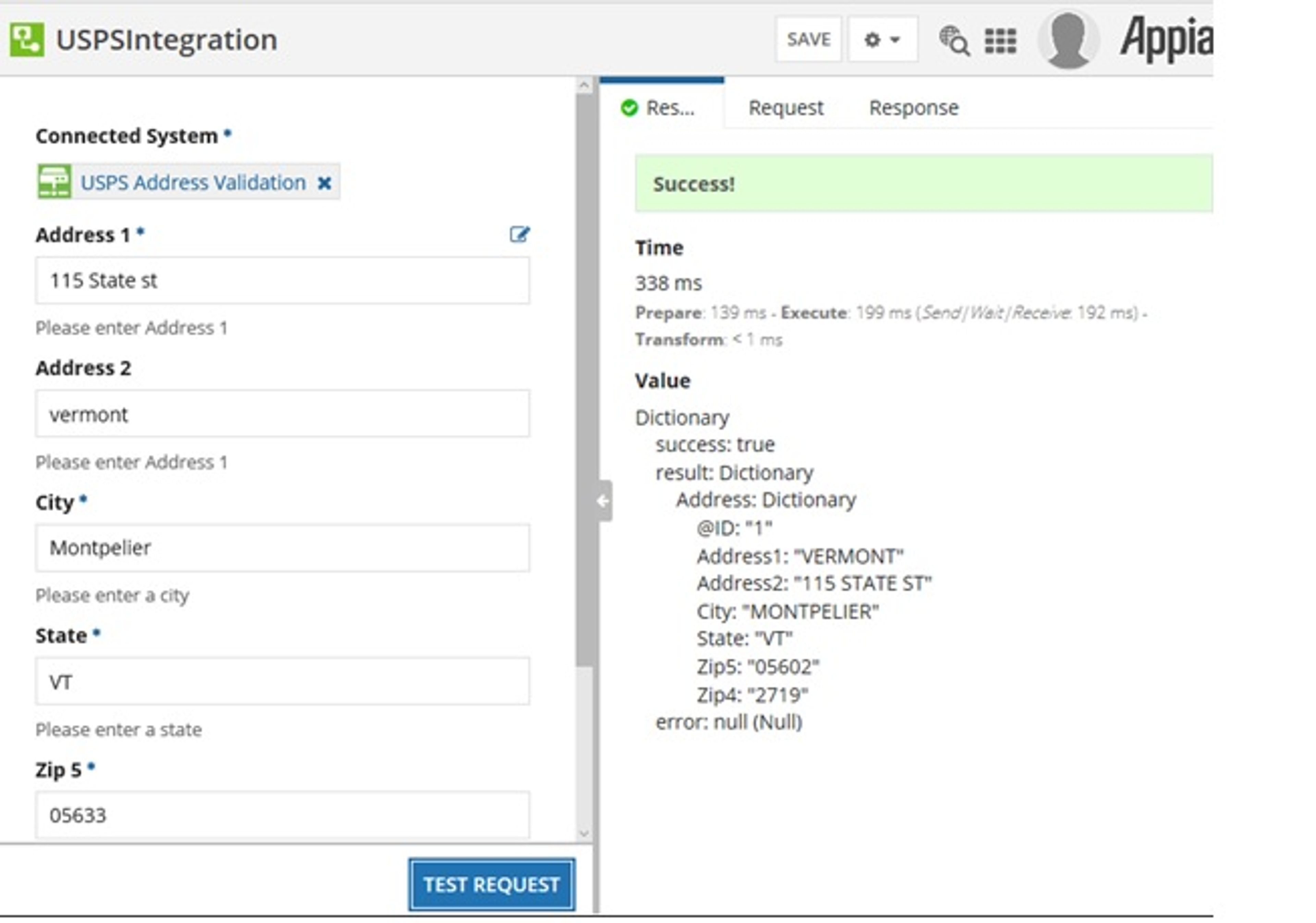 USPS Address Validation screenshot 1