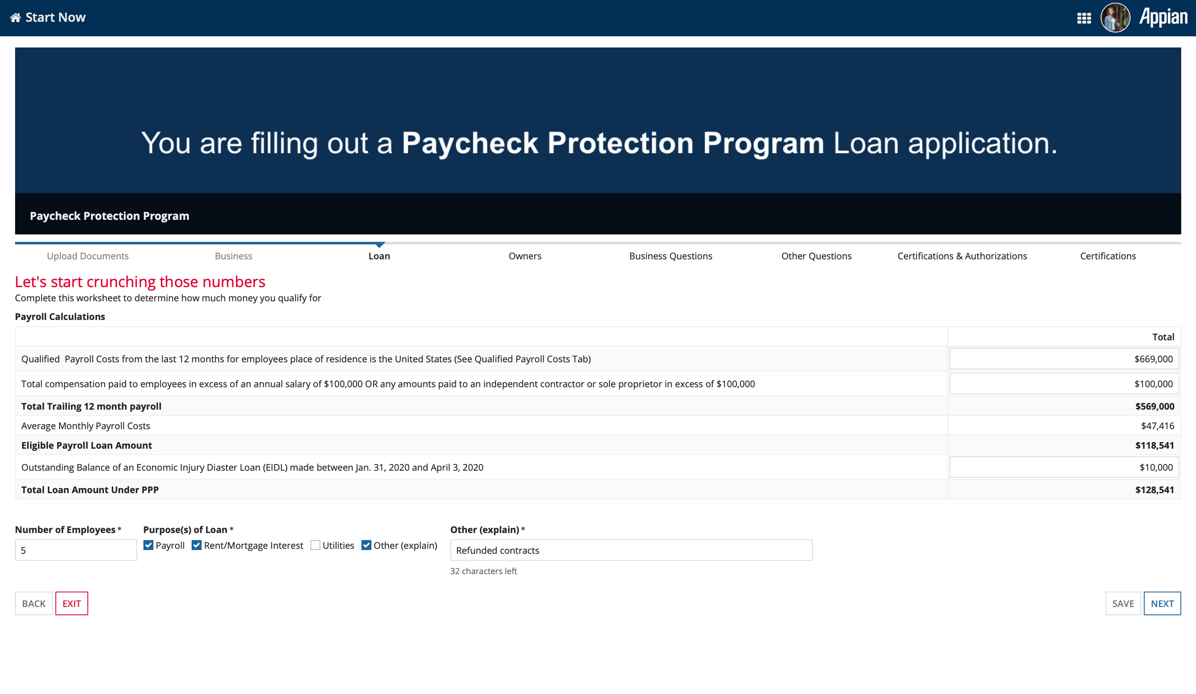 Paycheck Protection Program screenshot 2