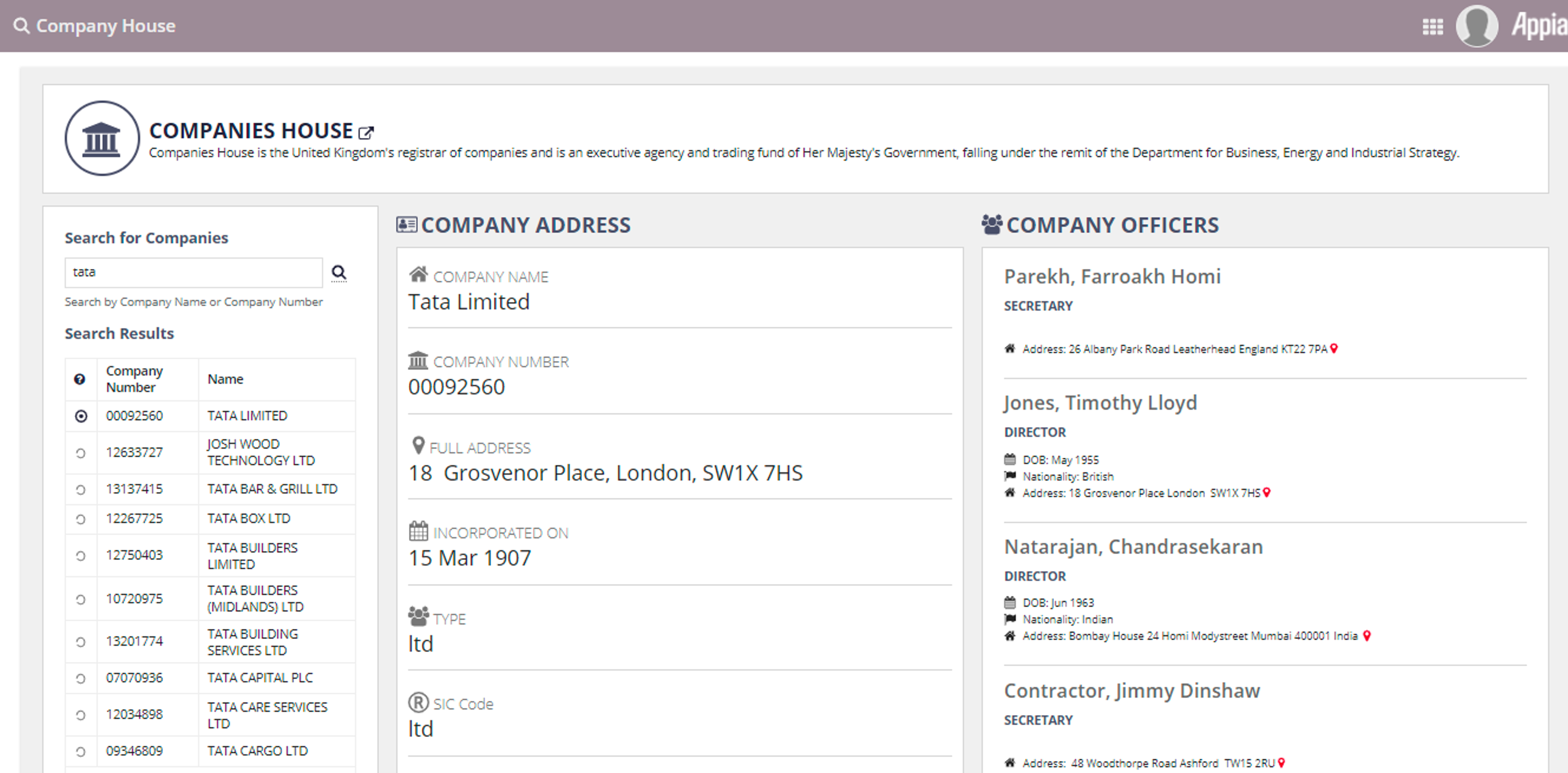 Companies House Utility screenshot 2