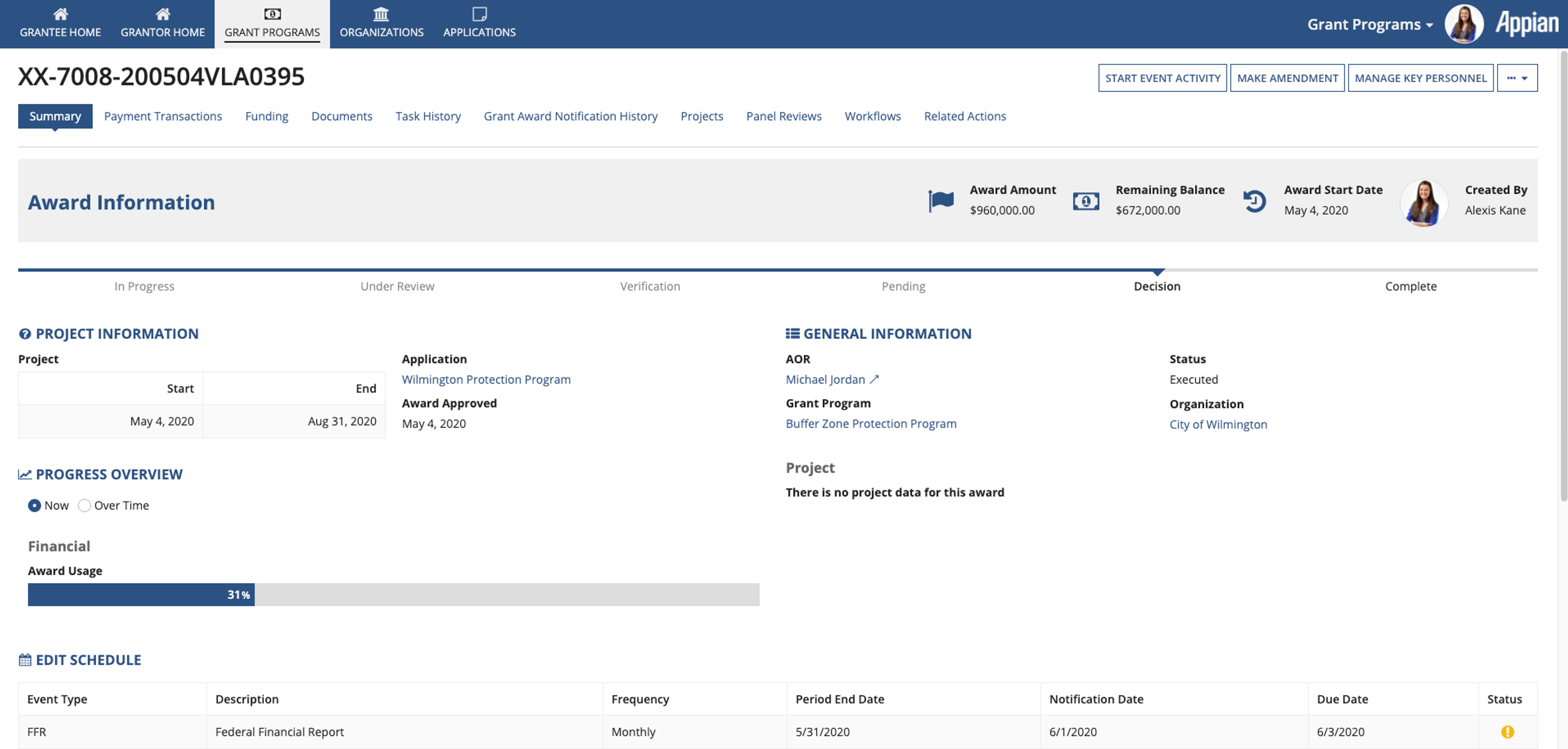 Grants Management screenshot 1