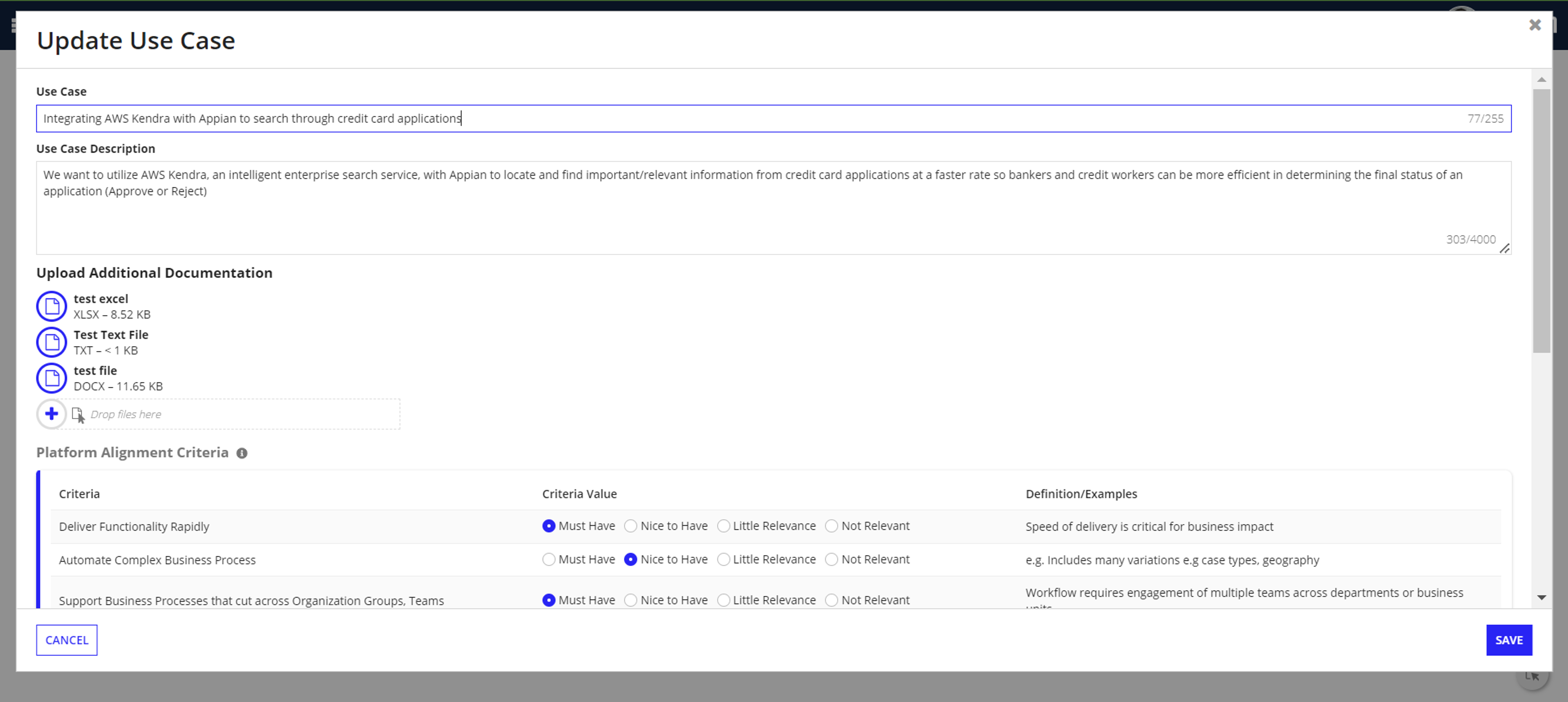 Appian Fit Assessment screenshot 1