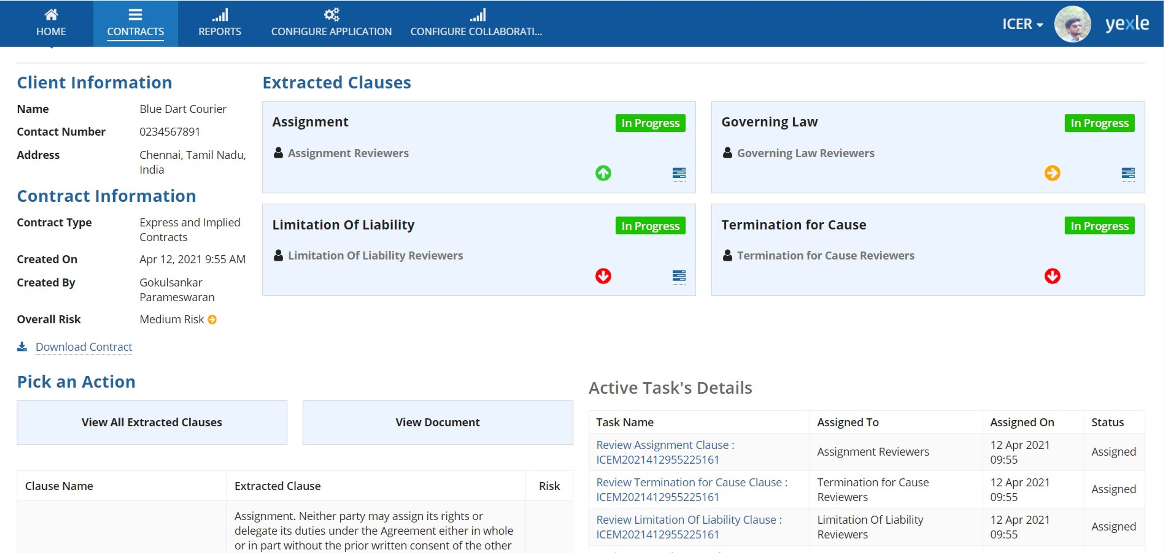 Intelligent Contract Extraction and Review (ICER) screenshot 2