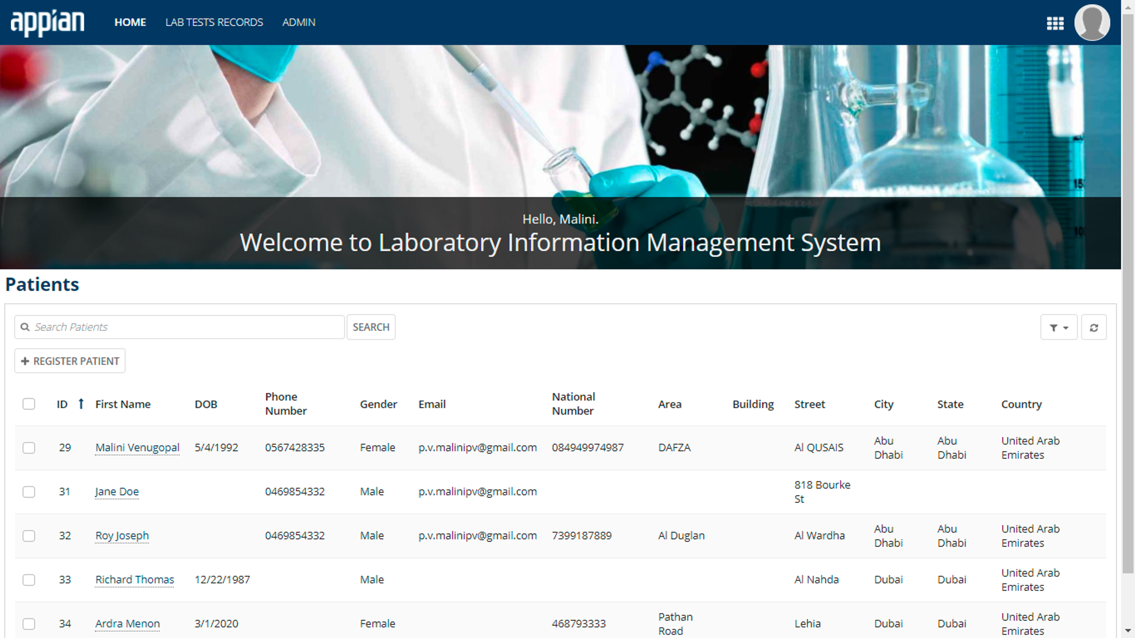 Laboratory Information Management System (LIMS) screenshot 1