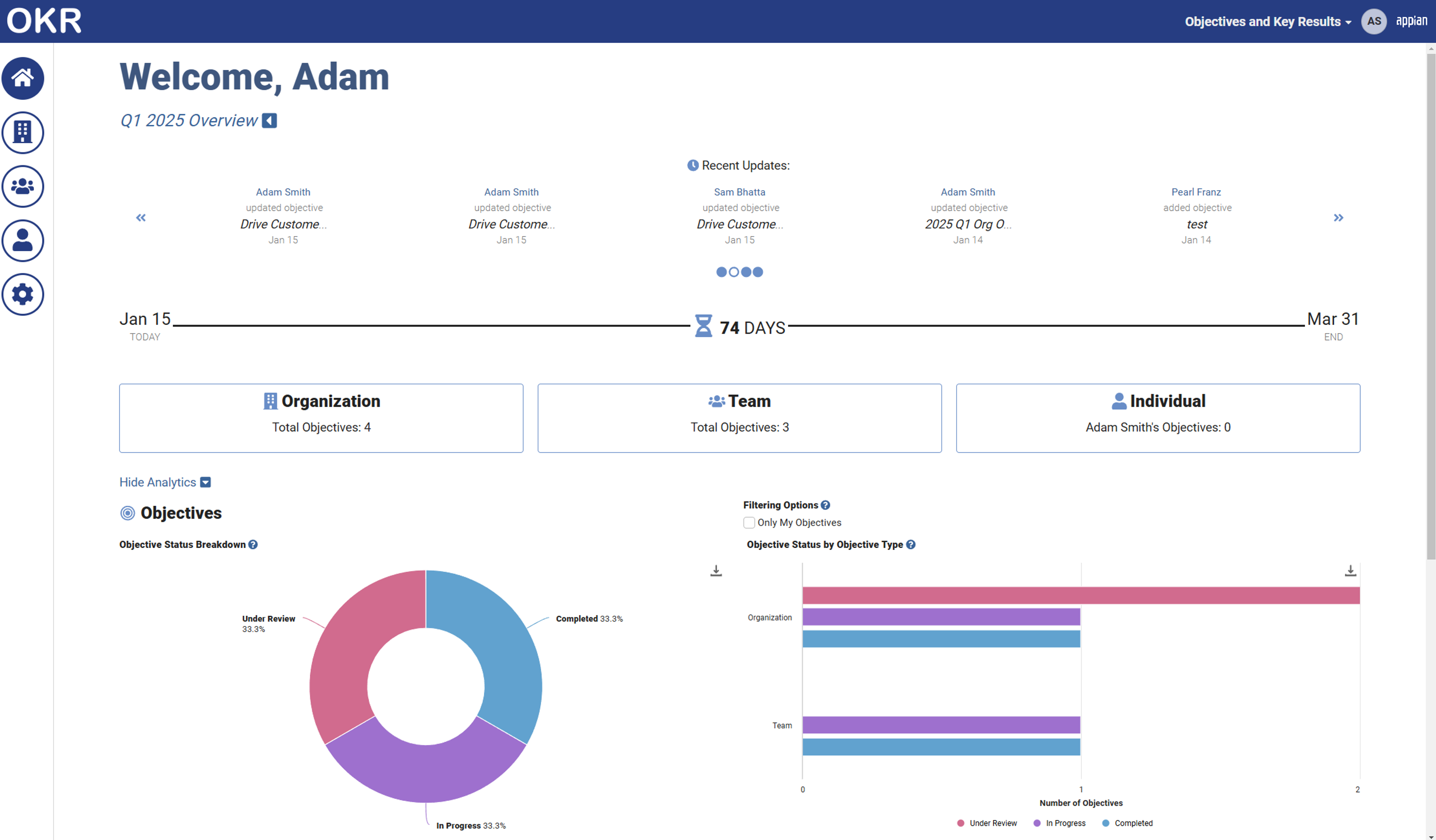 Objective and Key Results (OKR) Application screenshot 1